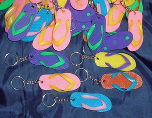48 Pack Flip Flop Shaped Keychains - Bulk Hawaiian Luau Party Favors, Beach Themed Wedding Giveaways, Summer Vacation Souvenirs - Perfect for Pool Parties, Tropical Events & Travel Gifts