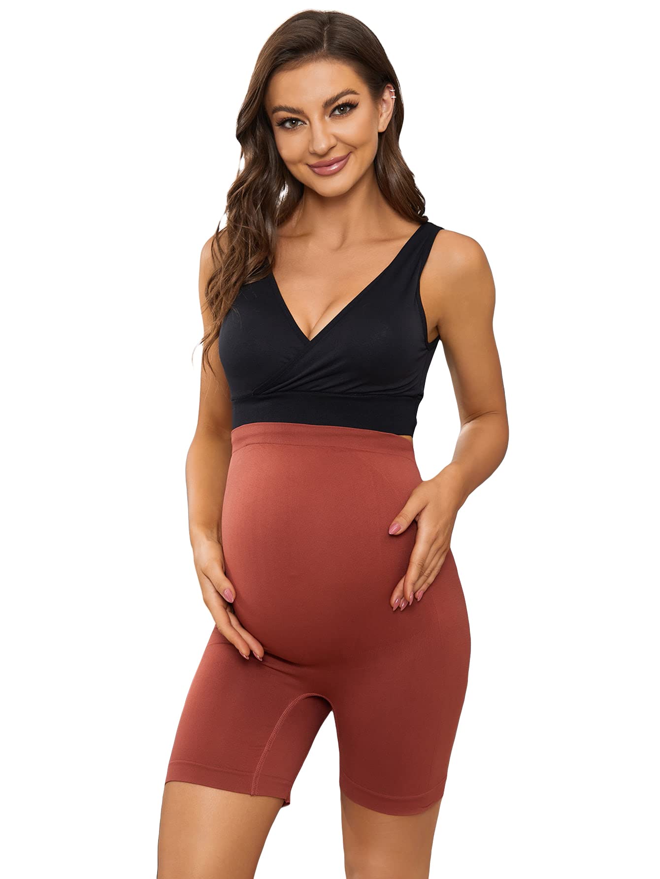 Floerns Women's Maternity Leopard Print Elastic High Waist Biker Shorts - Stretchy Workout & Yoga Shorts for Pregnant Women - Perfect for Gym, Running, and Lounge Wear