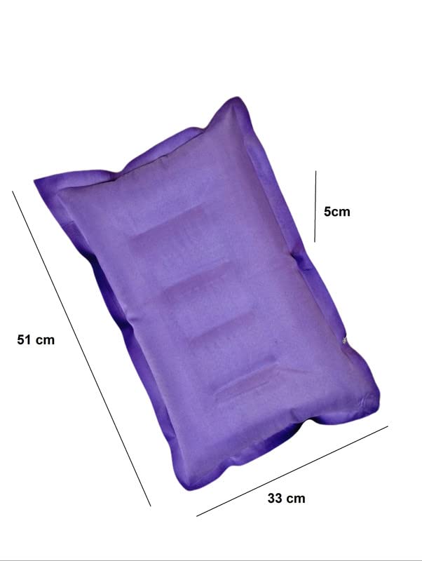 Shivam Mart Soft Cotton Air Pillow - Compact & Lightweight Travel Pillow for Neck Support on Flights, Buses & Trains - Includes Air Pump (Multicolor) - Perfect for Men & Women on Long Trips & Commutes