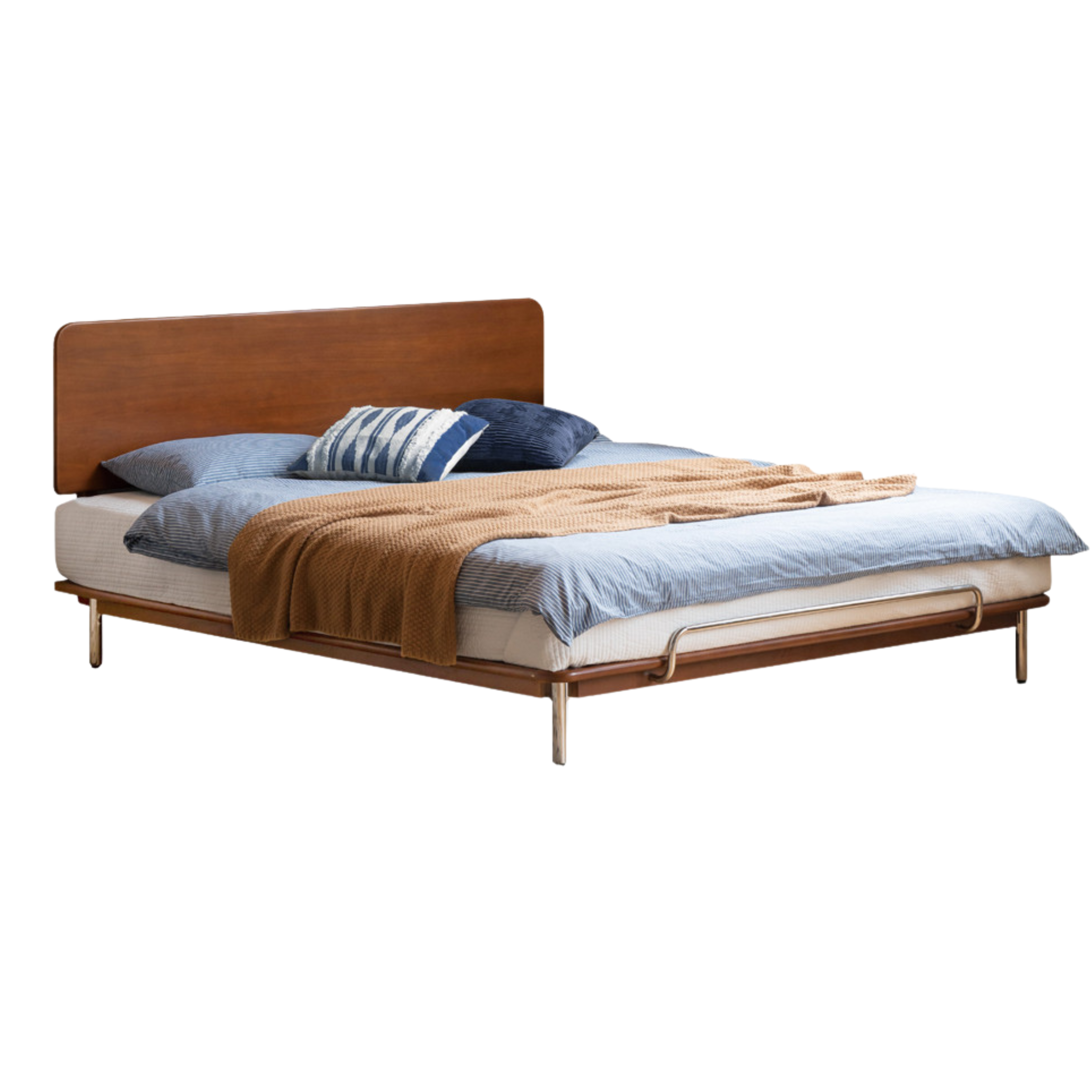 Medieval Style Solid Poplar Wood Bed Frame - Handcrafted Rustic Bed for Bedroom, Guest Room & Castle Themed Decor