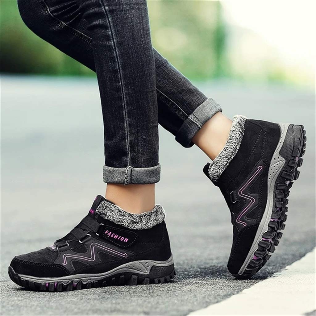 Nobrandd Women's Winter Thermal Faux Fur Lined Leather Platform High Top Boots - Black | Waterproof Snow Boots for Women, Cold Weather Fashion Shoes, Stylish Winter Boots for Outdoor Activities & Daily Wear