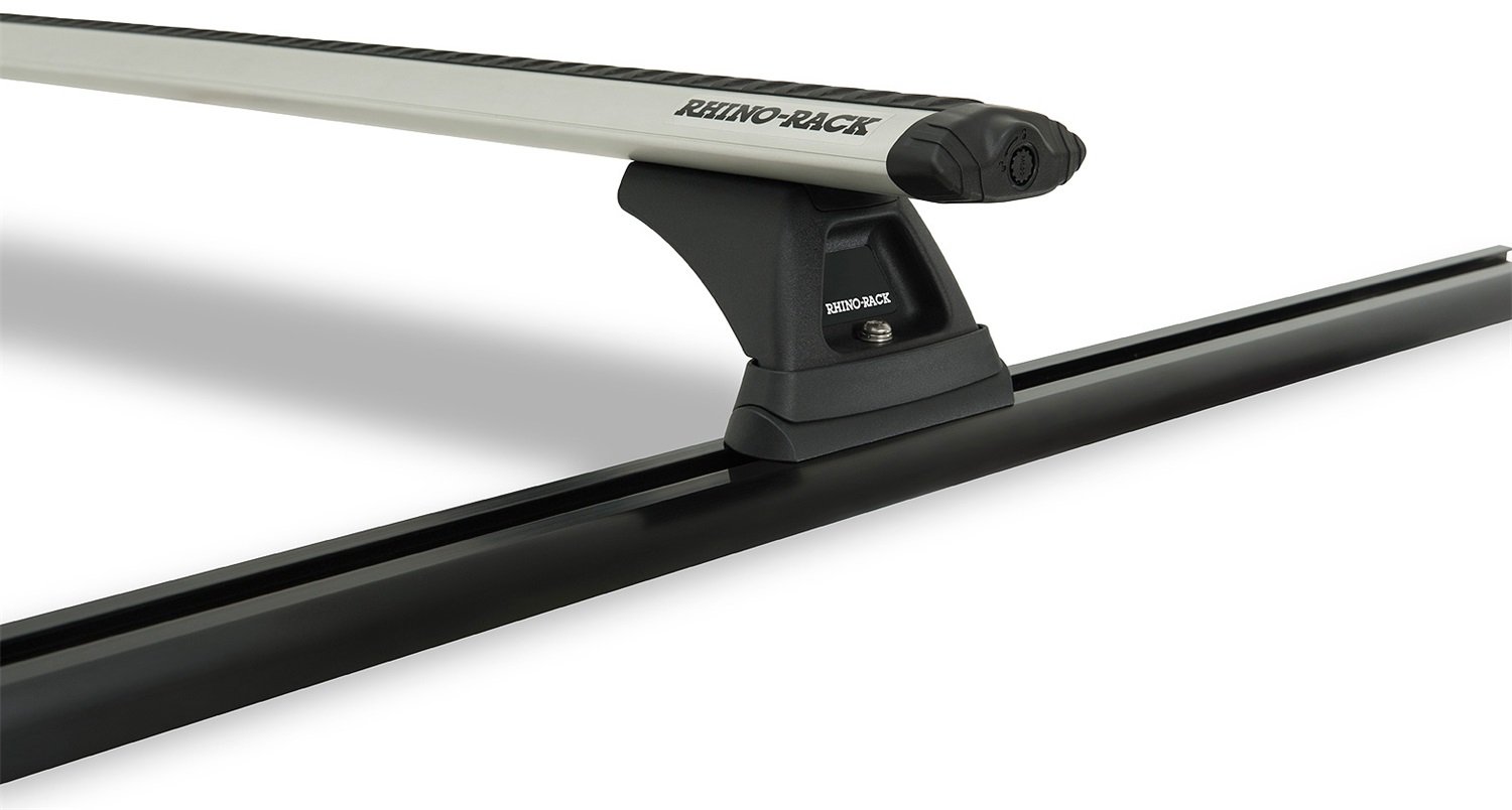 Rhino Rack Cap Topper Track Mount Package with Aero Load Bars (59in Silver) - Heavy Duty Roof Rack System for Pickup Trucks & Overlanding Adventures