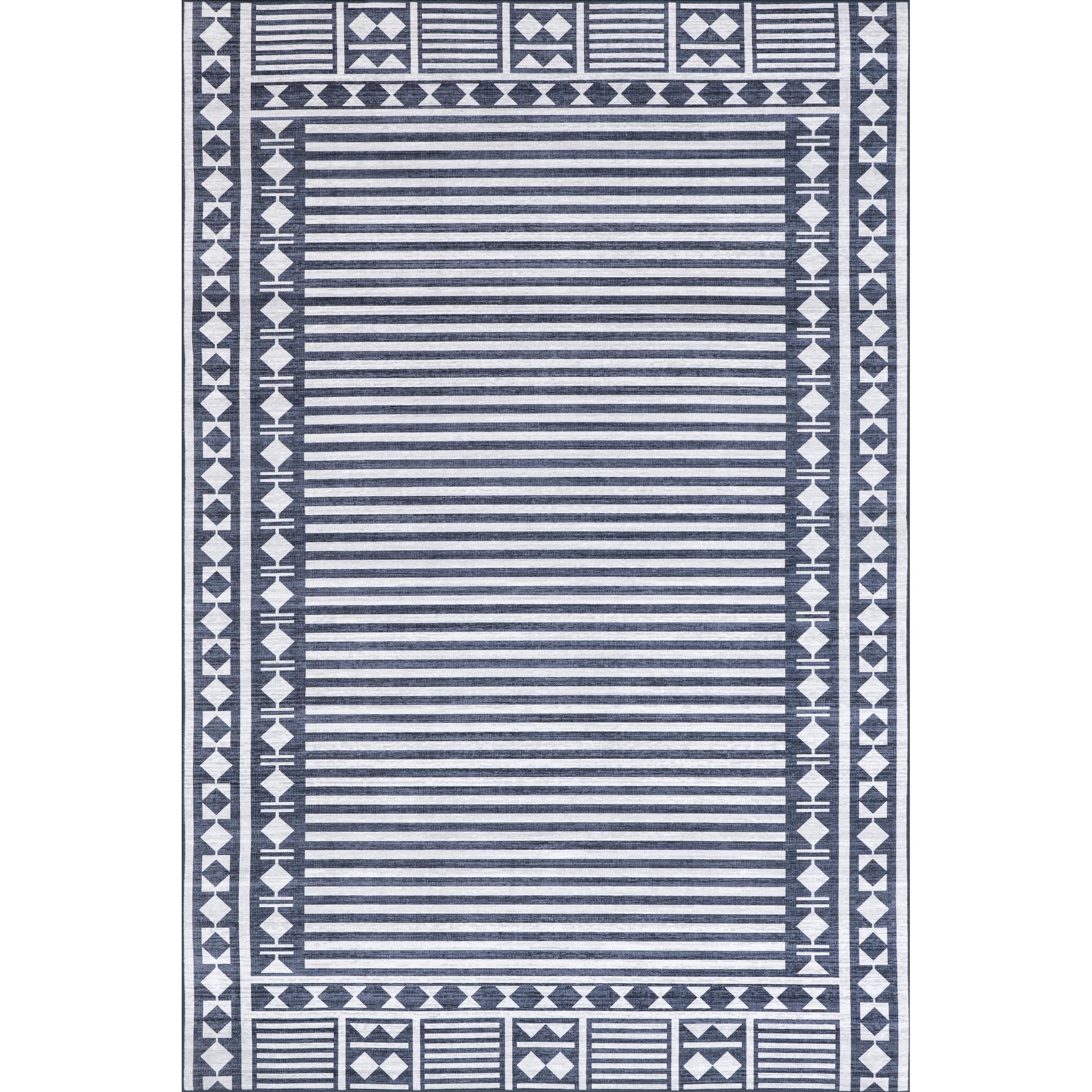 nuLOOM Lacie Multi Striped Washable Indoor/Outdoor Rug 8x10 ft - Blue Striped Area Rug for Living Room, Bedroom & Patio - Machine Washable Durable Decor Rug