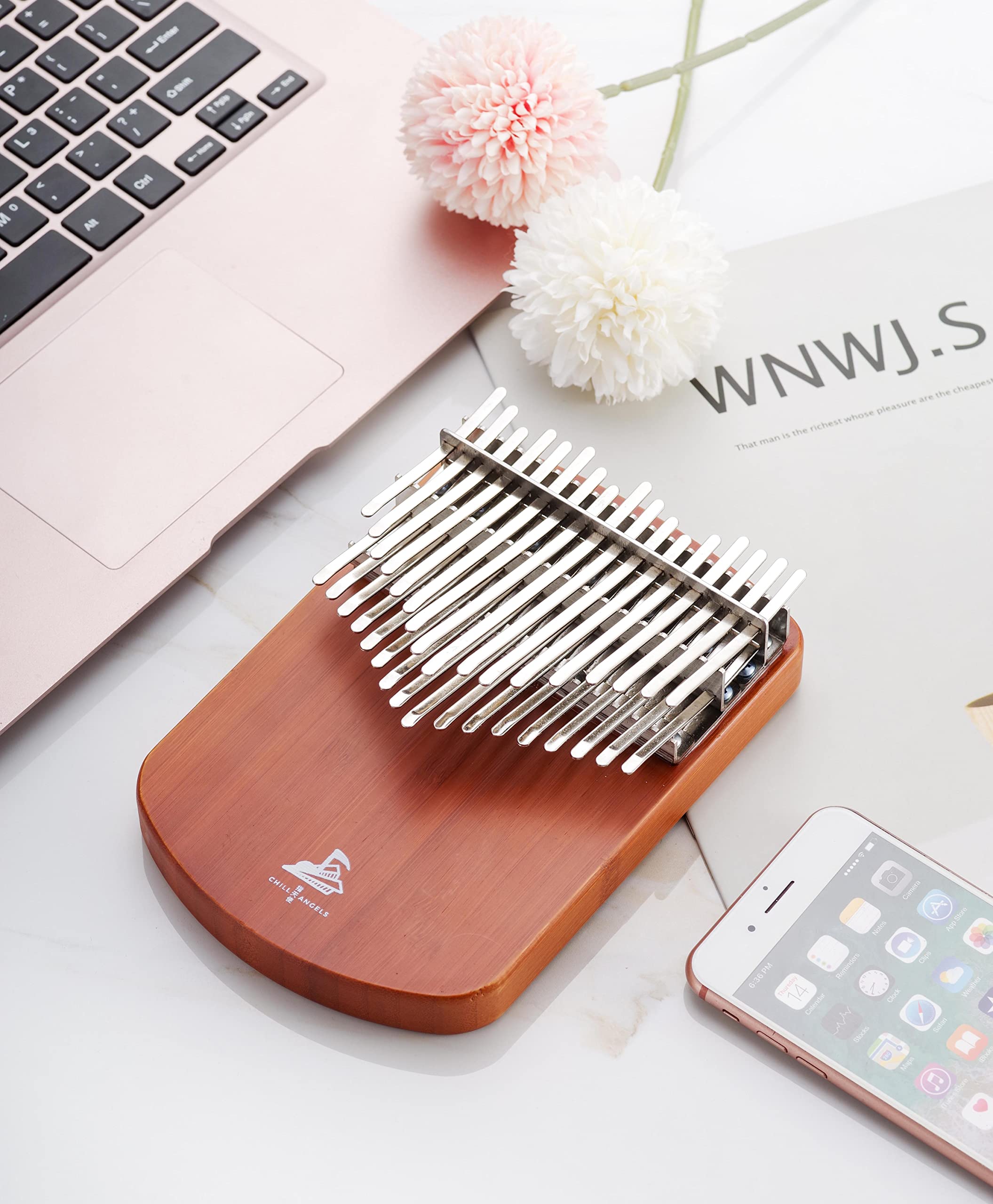 Chill Angels 34 Key C-Tuned Kalimba Thumb Piano - Upgraded Double Layer Flat Board Musical Instrument for Beginners & Professionals | Perfect Gift for Kids & Adults | Play Popular Songs - Ideal for Relaxation, Music Therapy & Creative Learning