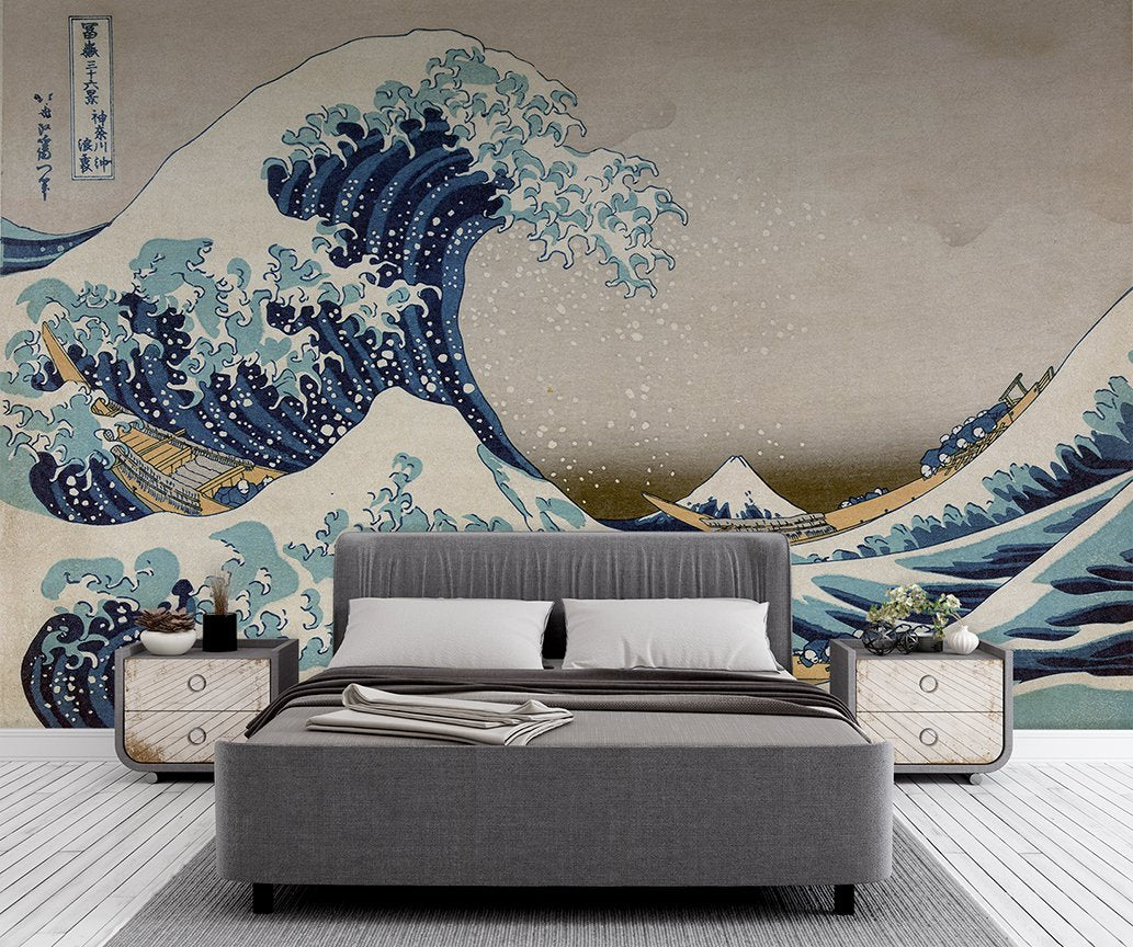 Wave Mural Wall Art - Modern Ocean Themed Canvas Painting for Home & Office Decoration - Perfect for Living Room, Bedroom or Office Wall Decor