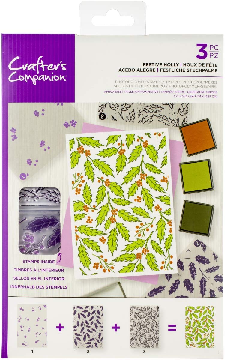 Festive Holly Clear Stamps for Card Making, Scrapbooking & DIY Crafts - CC INTERNATIONAL LLC FSTV Collection - Perfect for Holiday Greetings, Invitations & Handmade Gifts