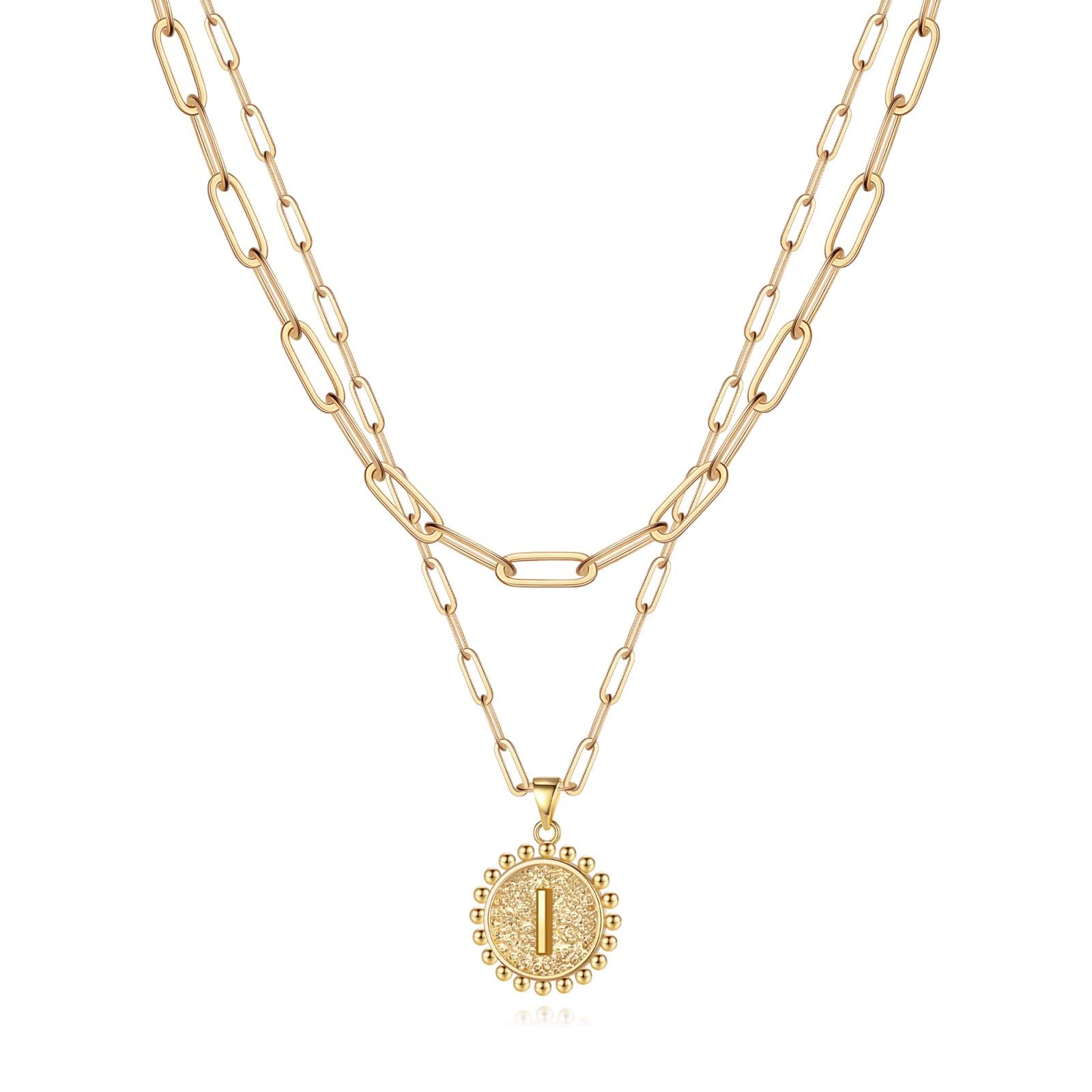Personalized 14K Gold Plated Initial Necklace for Women - Dainty Layering Paperclip Link Chain, Easter Basket Stuffers & Gifts | Perfect for Everyday Wear, Layering, and Special Occasions