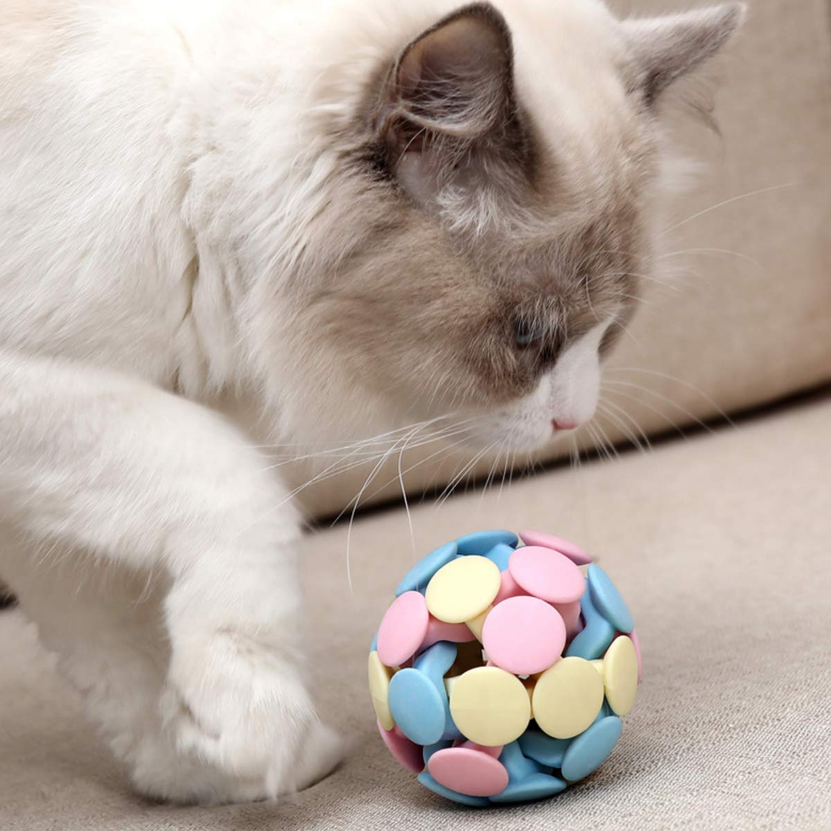 Durable Rubber Cat & Dog Chew Toy - 2Pcs Bouncy Ball with Sounding Bell for Teeth Cleaning, Squeaky Pet Play | Great for Indoor Playtime & Dental Health