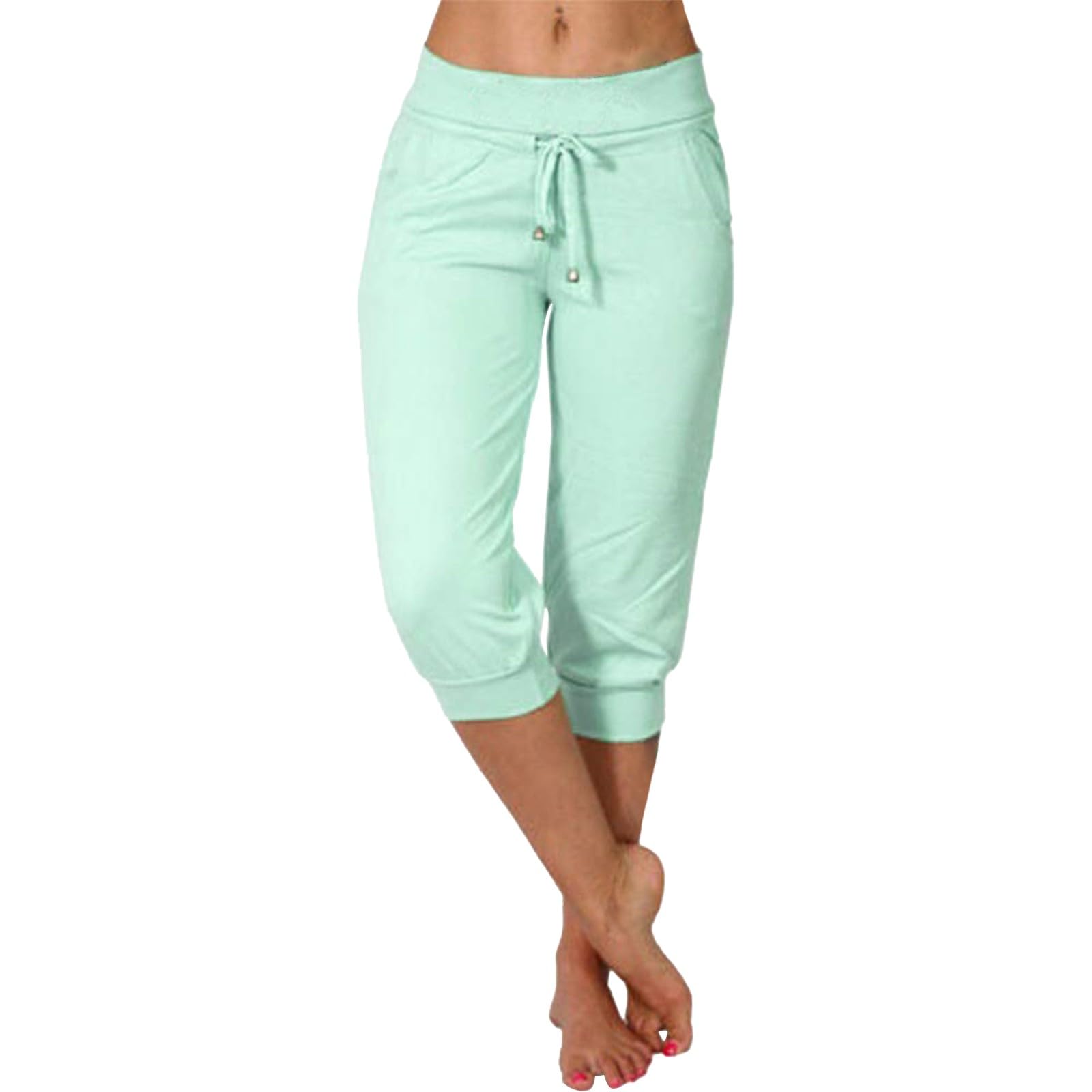 Women's Capri Pants - Elastic Waist Lounge Shorts for Yoga & Casual Wear
