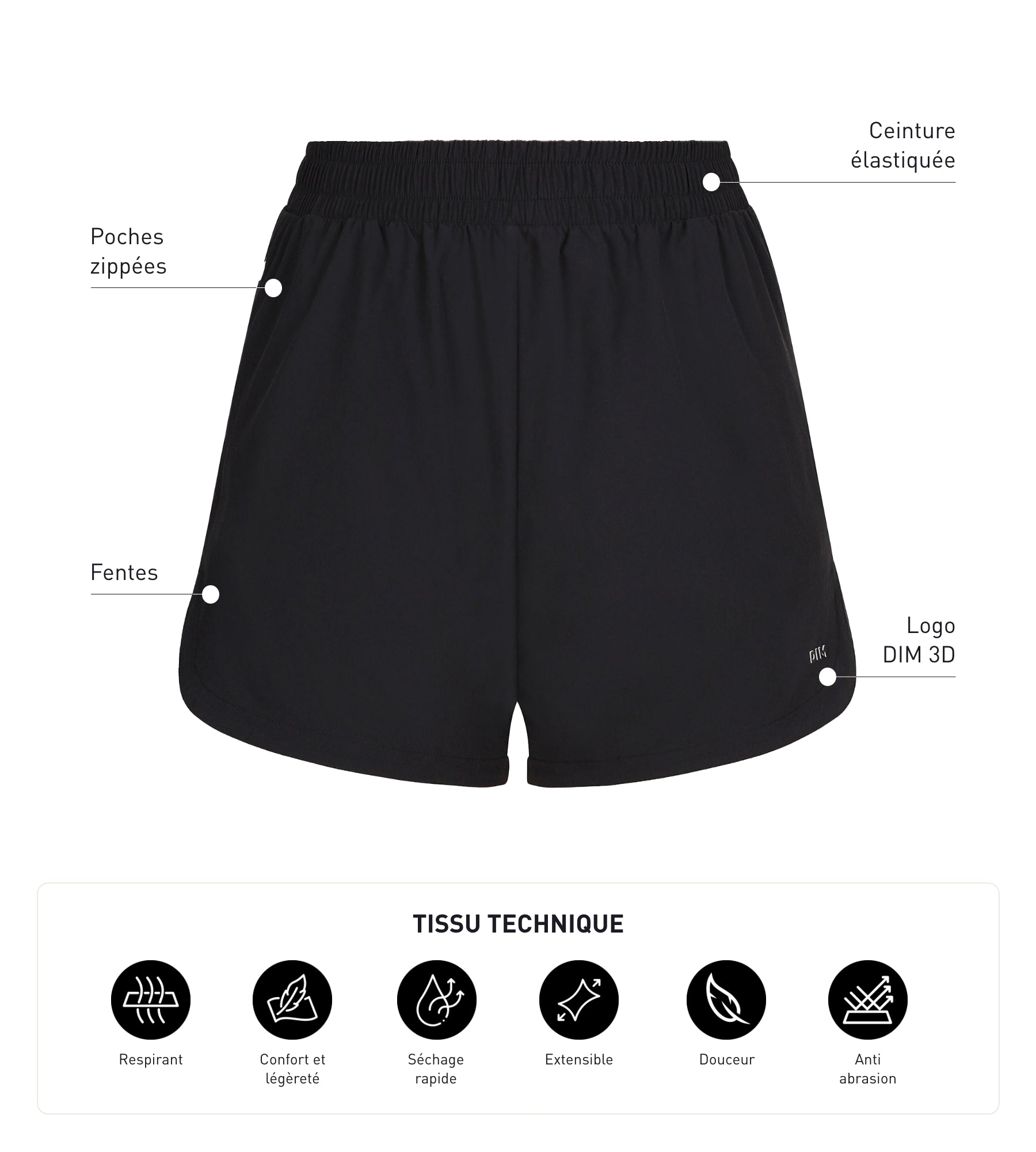 Black Viscose Women's Sports Shorts by Dim Move - Perfect for Yoga, Running & Gym Workouts