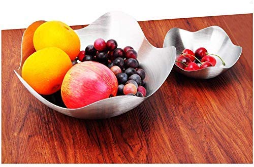 Lotus-Shaped Stainless Steel Fruit Plate & Candy Basket Set - 2 Pack Creative Metal Snack Bowls for Party, Dessert, and Home Storage | Elegant Ceramic Dinnerware & Dip Dishware for Entertaining