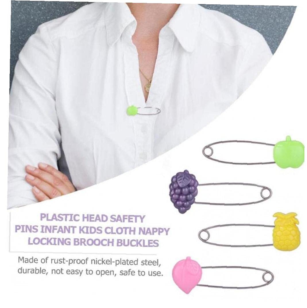 4-Pack Plastic Head Safety Pins - Baby Diaper Fasteners, Infant Nappy Clips for Muslin Cloth & Shower Towels - Secure & Gentle for Newborn Care (Ideal for Daycare, Travel & Home Use)