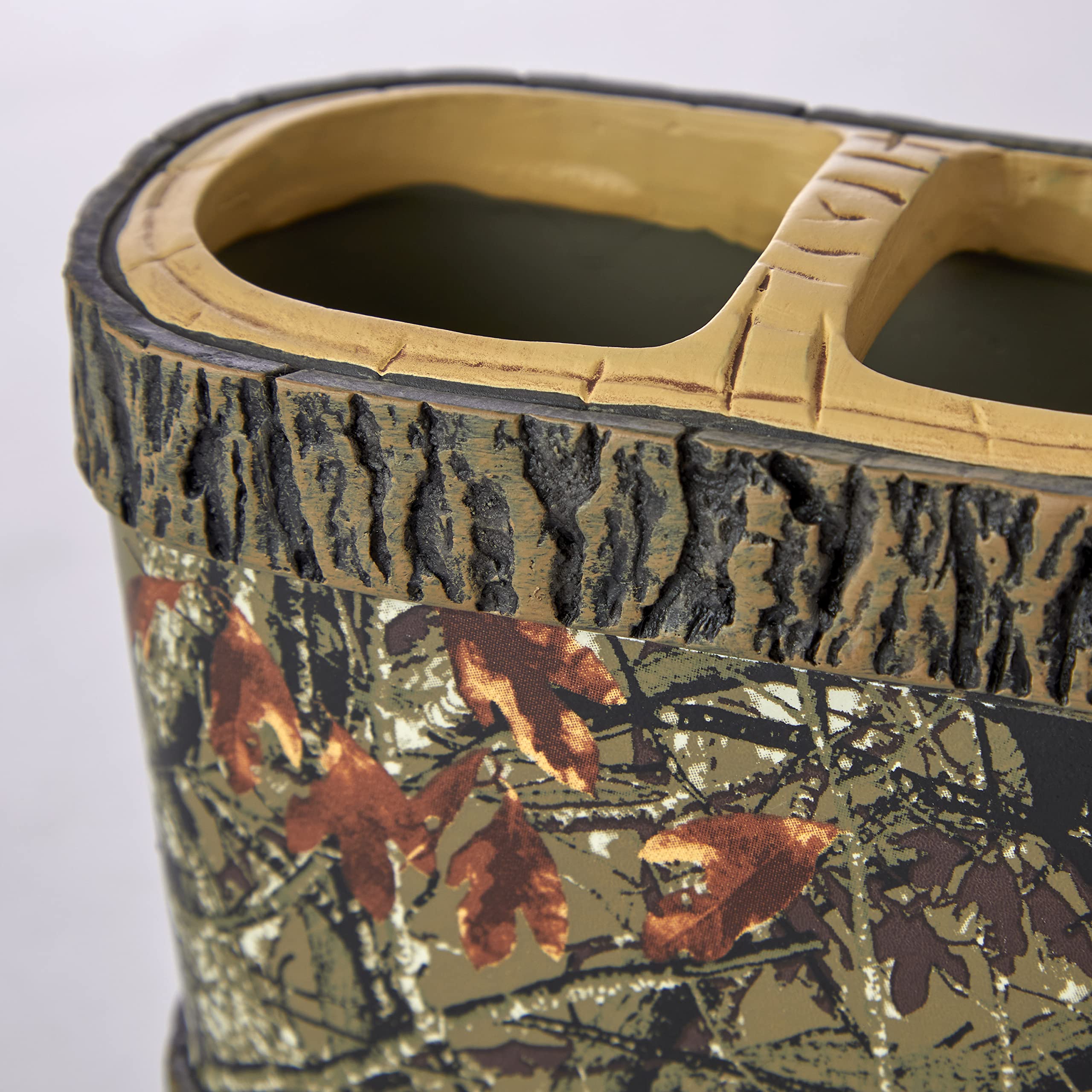 SKL Home Camo Collar Toothbrush Holder - Brown | Waterproof Bathroom Organizer for Toothbrushes & Dental Care Essentials | Perfect for Modern Homes, Dorm Rooms & Travel Accessories