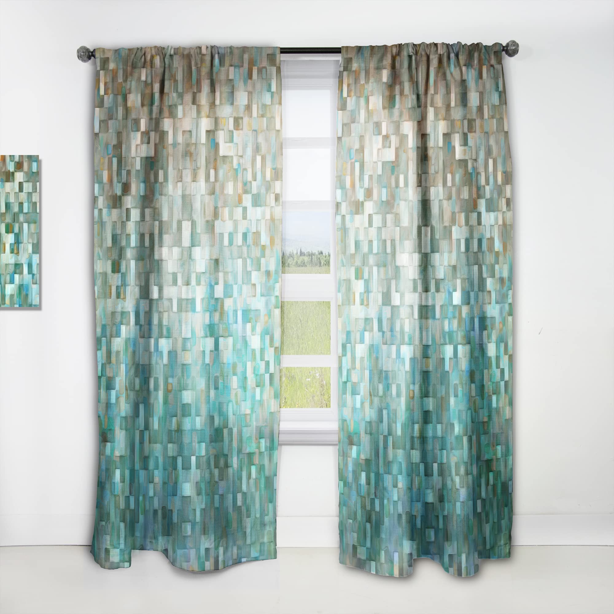 DesignQ Thermal Insulated Blackout Curtains - Abstract Print Single Panel 52x63 inches for Bedroom & Living Room - Noise Reducing & Energy Saving Home Decor