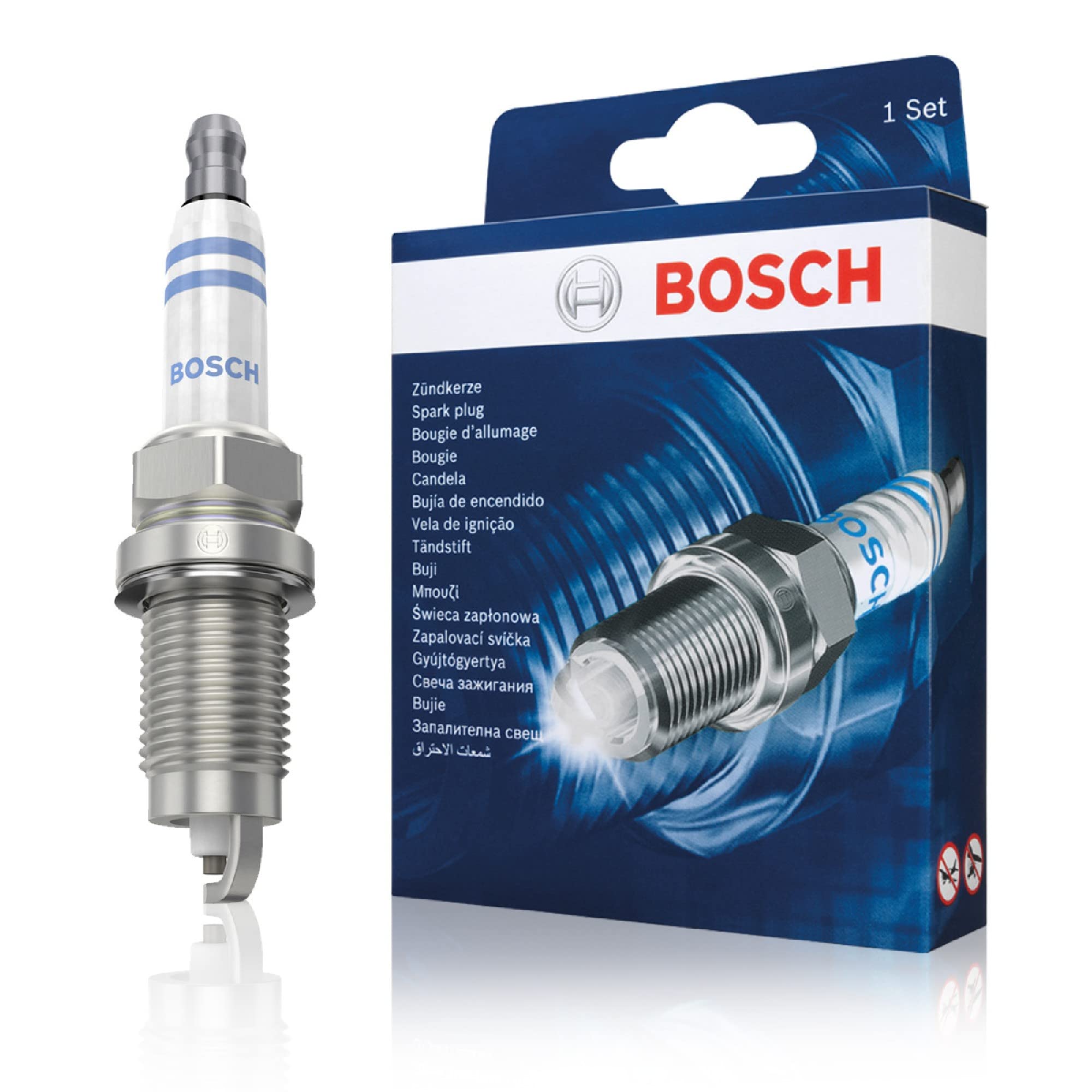 Bosch FR7HC (+51) Nickel Spark Plugs - Set of 4 for Cars, Trucks & SUVs - High Performance Ignition for Smooth Engine Operation