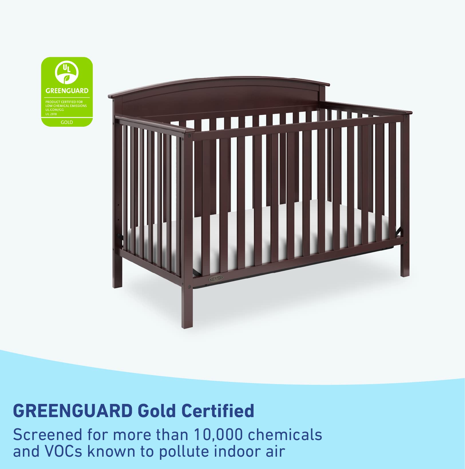 Graco Benton 5-in-1 Convertible Crib in Espresso - GREENGUARD Gold Certified Baby Crib to Toddler Bed, Daybed & Full Size Bed Conversion | Fits Standard Crib Mattress | Perfect for Nursery, Bedroom & Guest Room