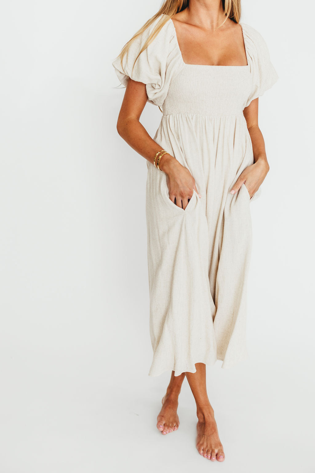 Rosalie Maxi Dress in Linen - Bump Friendly Maternity Dress for Women | Comfortable Summer Dress for Pregnancy, Beach, Vacation & Special Occasions