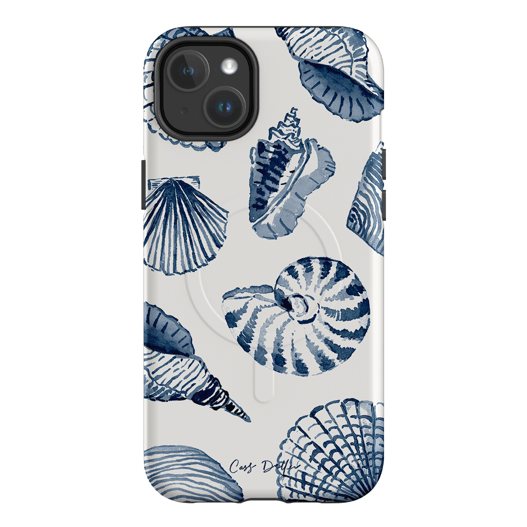 Durable Blue Seashell Design Phone Case - Shockproof & Slim Fit for iPhone & Samsung - Perfect for Beach Vacations & Outdoor Adventures