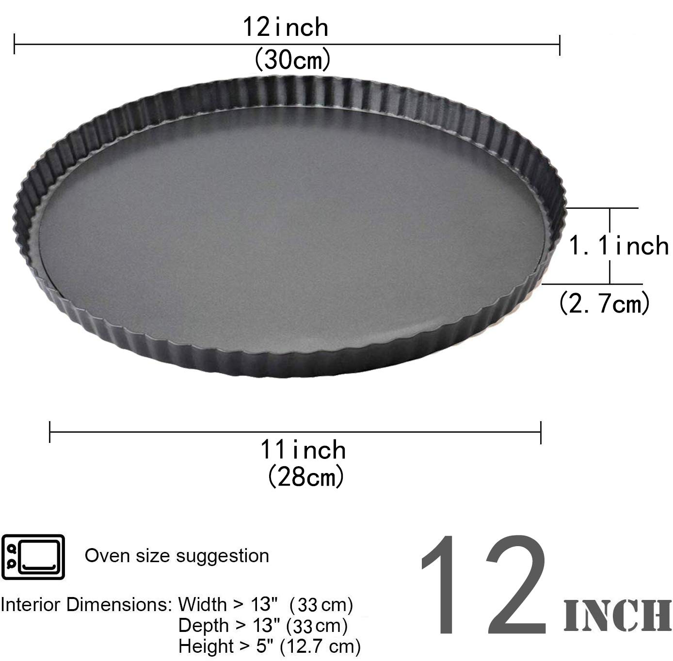 12 Inch Nonstick Tart Pan with Removable Bottom - Perfect for Quiche, Pies & Baking | Gutsdoor Premium Round Pie Pan for Home & Professional Kitchens | Ideal for Holidays, Parties & Everyday Desserts