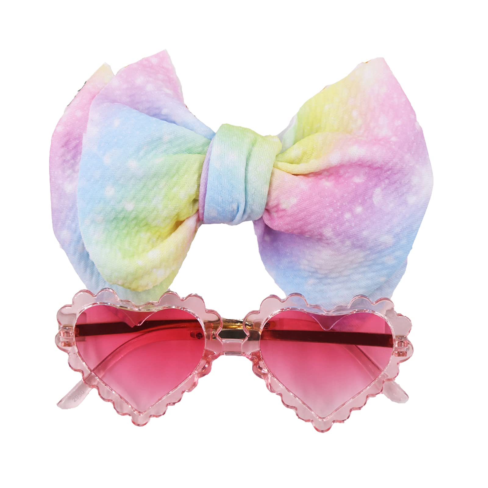 DDazzling Toddler Kids Headbands & Bows with Heart-Shaped Sunglasses - Cute Hair Accessories for Girls, Outdoor Photo Props & Birthday Party Favors - Perfect for Photoshoots, Beach Days & Special Occasions