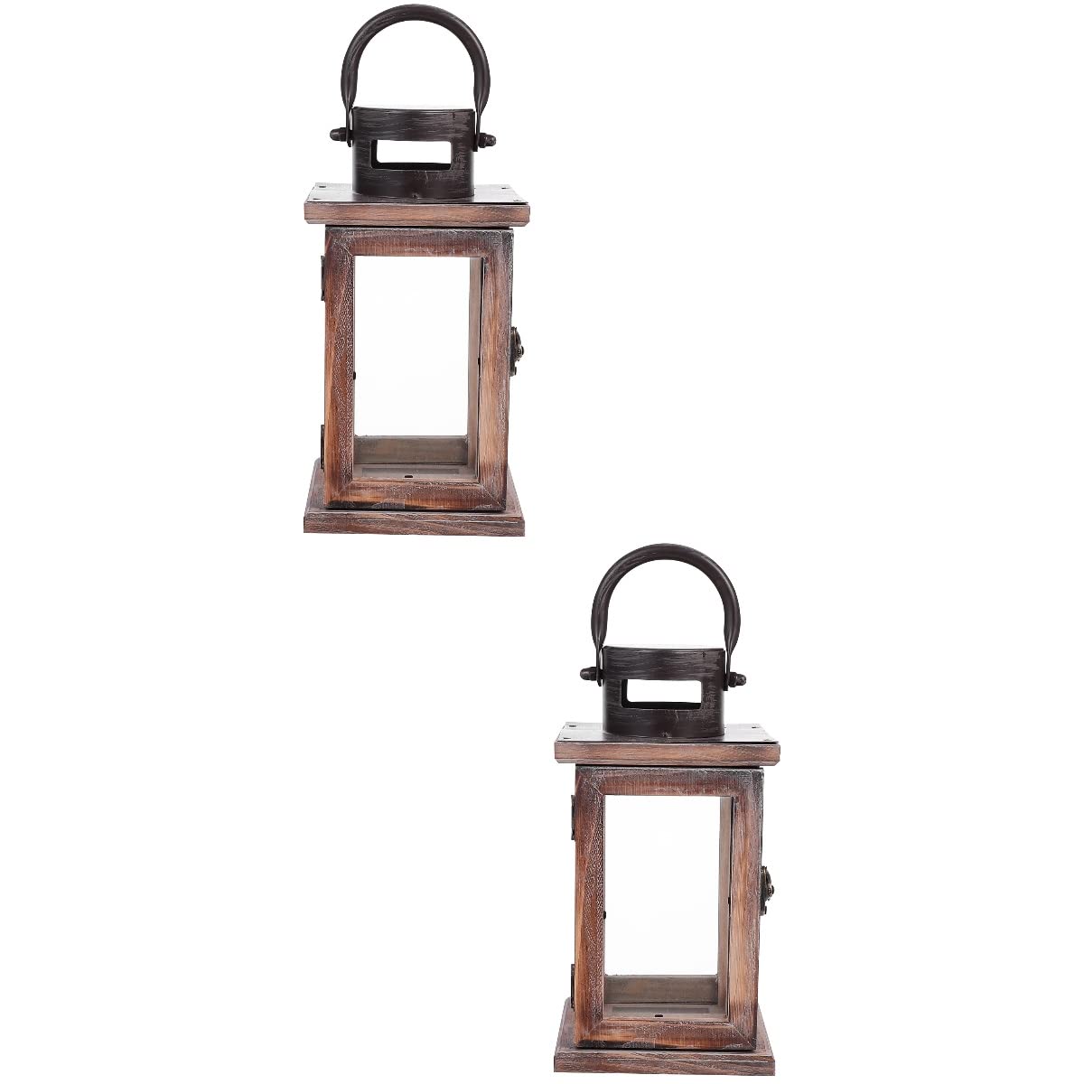 Vintage Wooden Tea Light Candle Lantern Set of 2 - Rustic Hanging Candle Holders for Outdoor Patio, Garden, Wedding & Home Decor - Perfect for Romantic Ambiance and Cozy Evenings