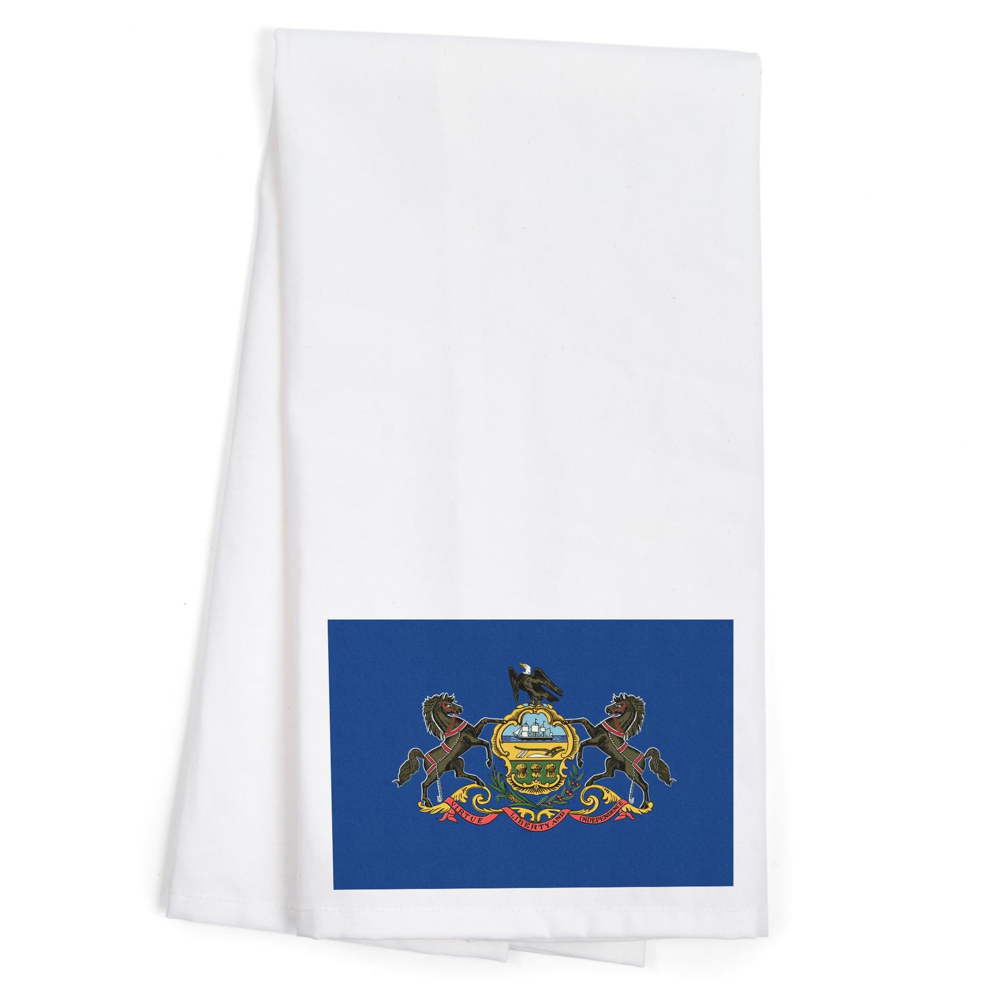Pennsylvania State Flag Letterpress Tea Towel - 100% Cotton Decorative Hand Towel for Kitchen, Home & Gifts | Perfect for Dish Drying, Decor & Pennsylvania Pride Display