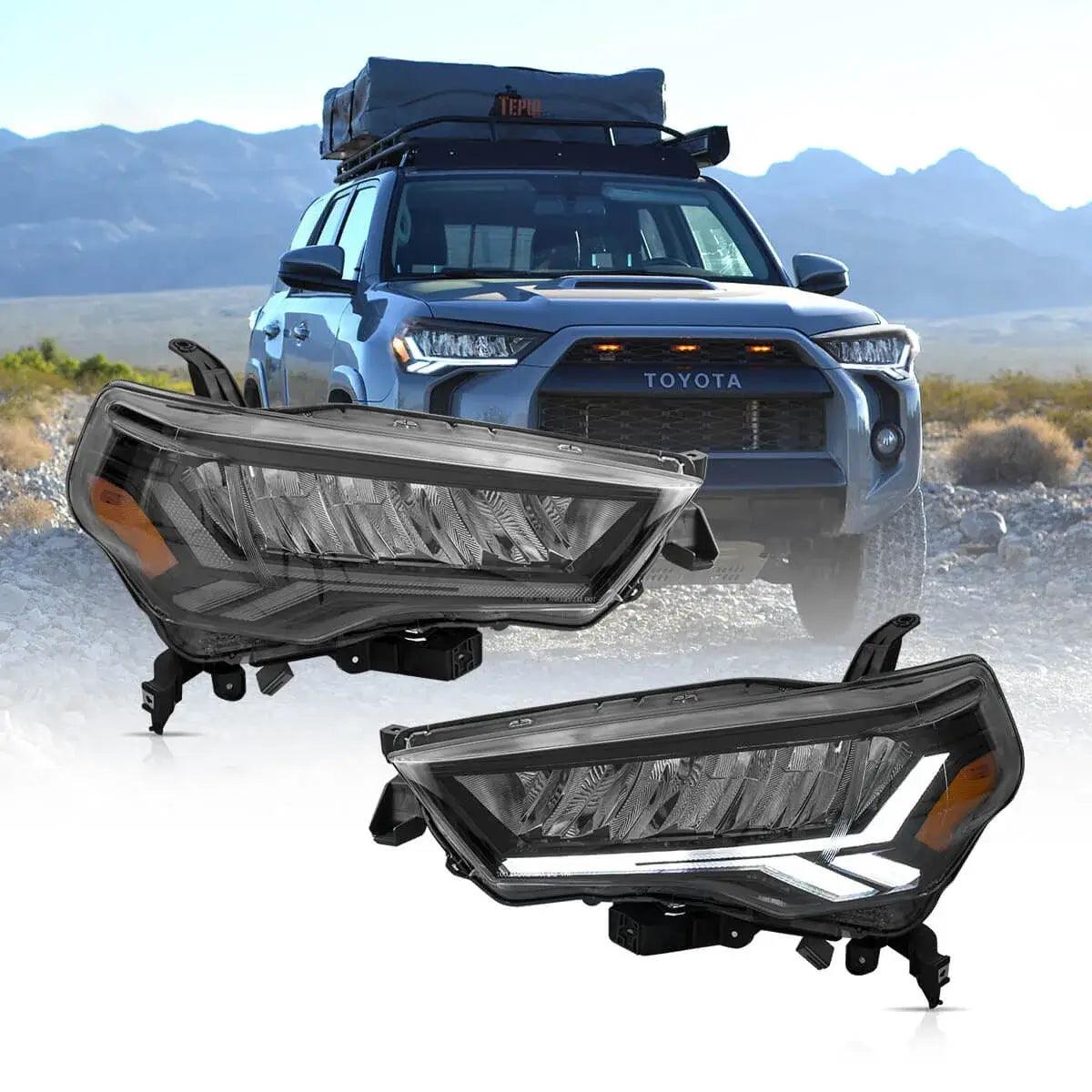 LED Headlight Assembly with Reflection Bowl Chrome for 2014-2022 Toyota 4Runner 5th Gen (N280) - Upgrade Your Night Driving & Off-Road Adventure Lighting