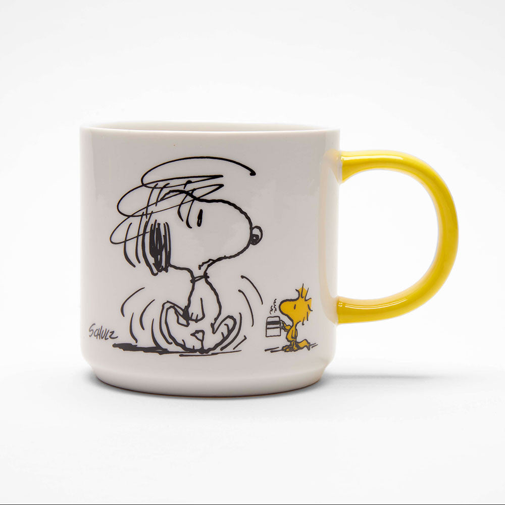 Official Peanuts Snoopy 'Not Worth a Thing Before Coffee' Ceramic Mug - 15oz Funny Coffee Cup for Sleepy Mornings, Office Desk & Home Use - Perfect Gift for Coffee Lovers & Peanuts Fans
