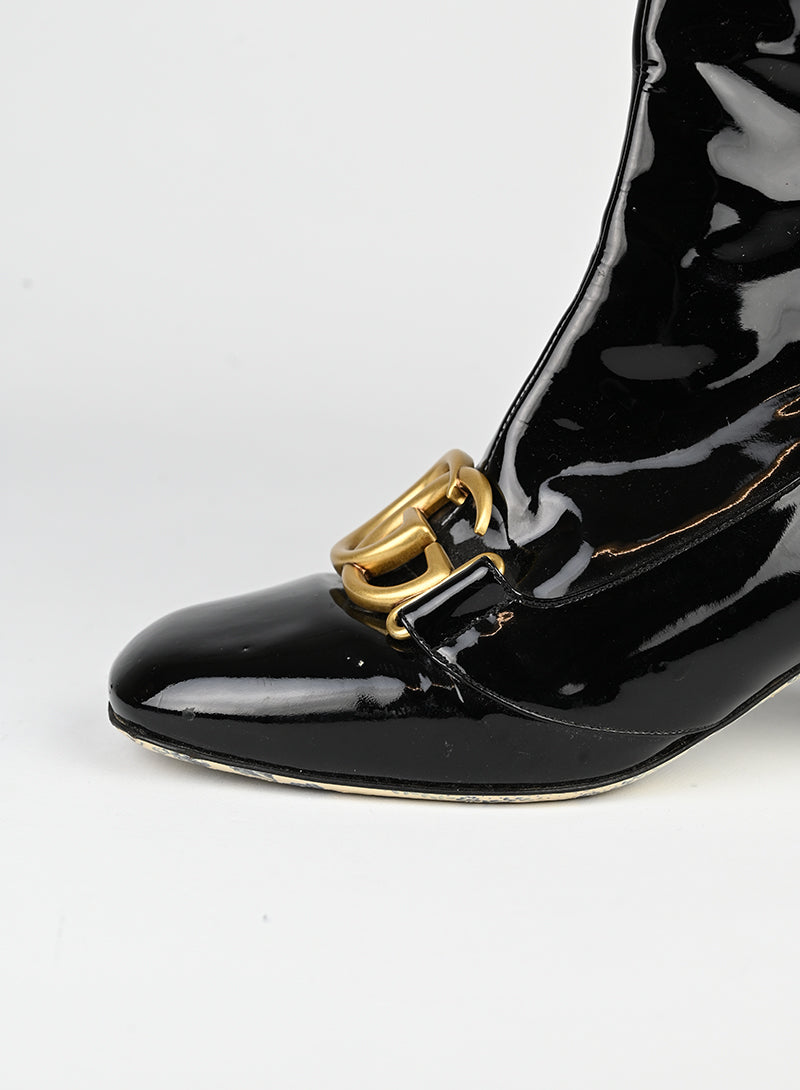 Gucci Black Patent Leather Ankle Boots Size 38 - Stylish & Comfortable for Women's Casual & Evening Wear