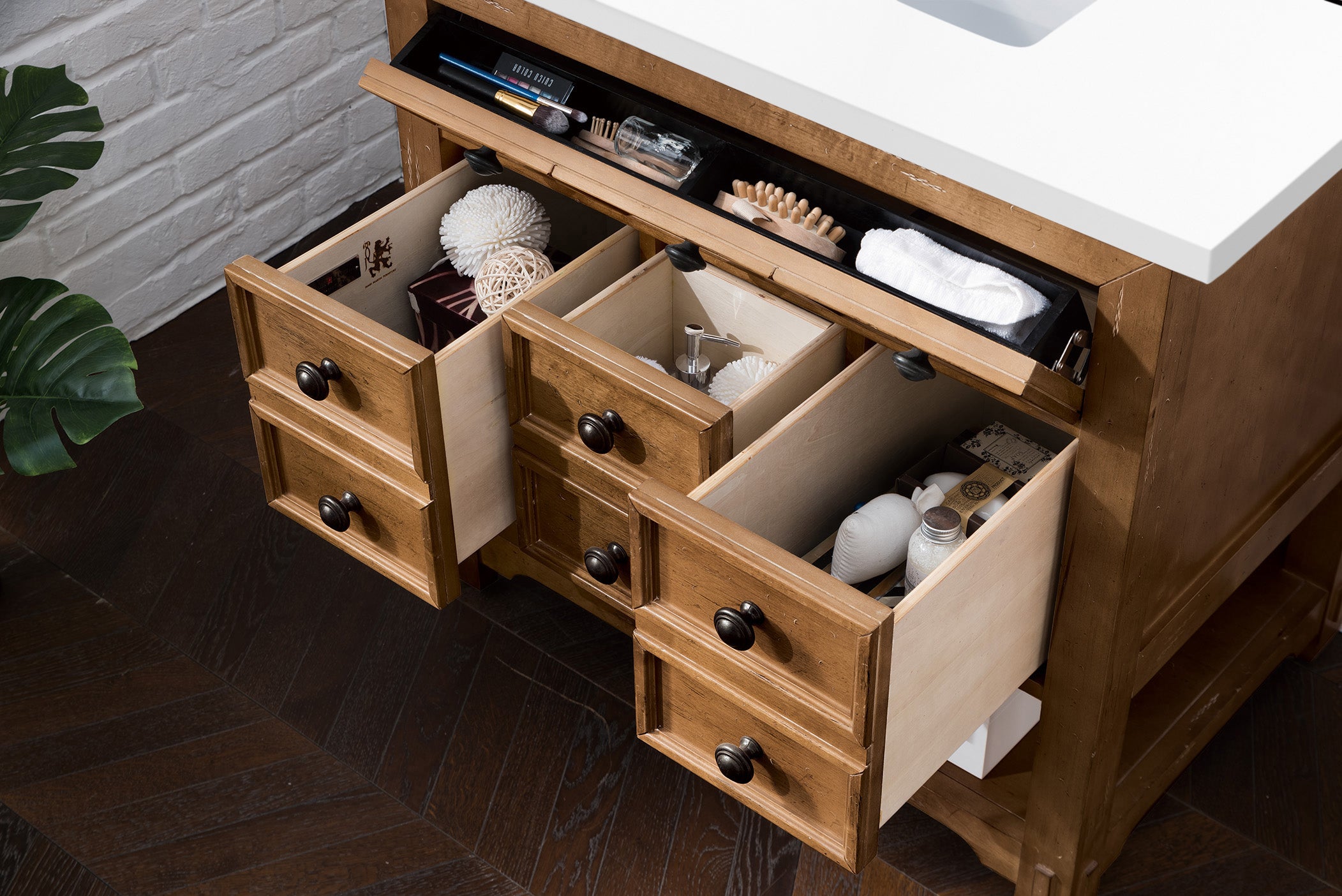Malibu 36 Inch Single Bathroom Vanity Set with Honey Alder Wood & 3CM White Zeus Quartz Countertop - Perfect for Modern Master Bathroom or Guest Bathroom Remodel
