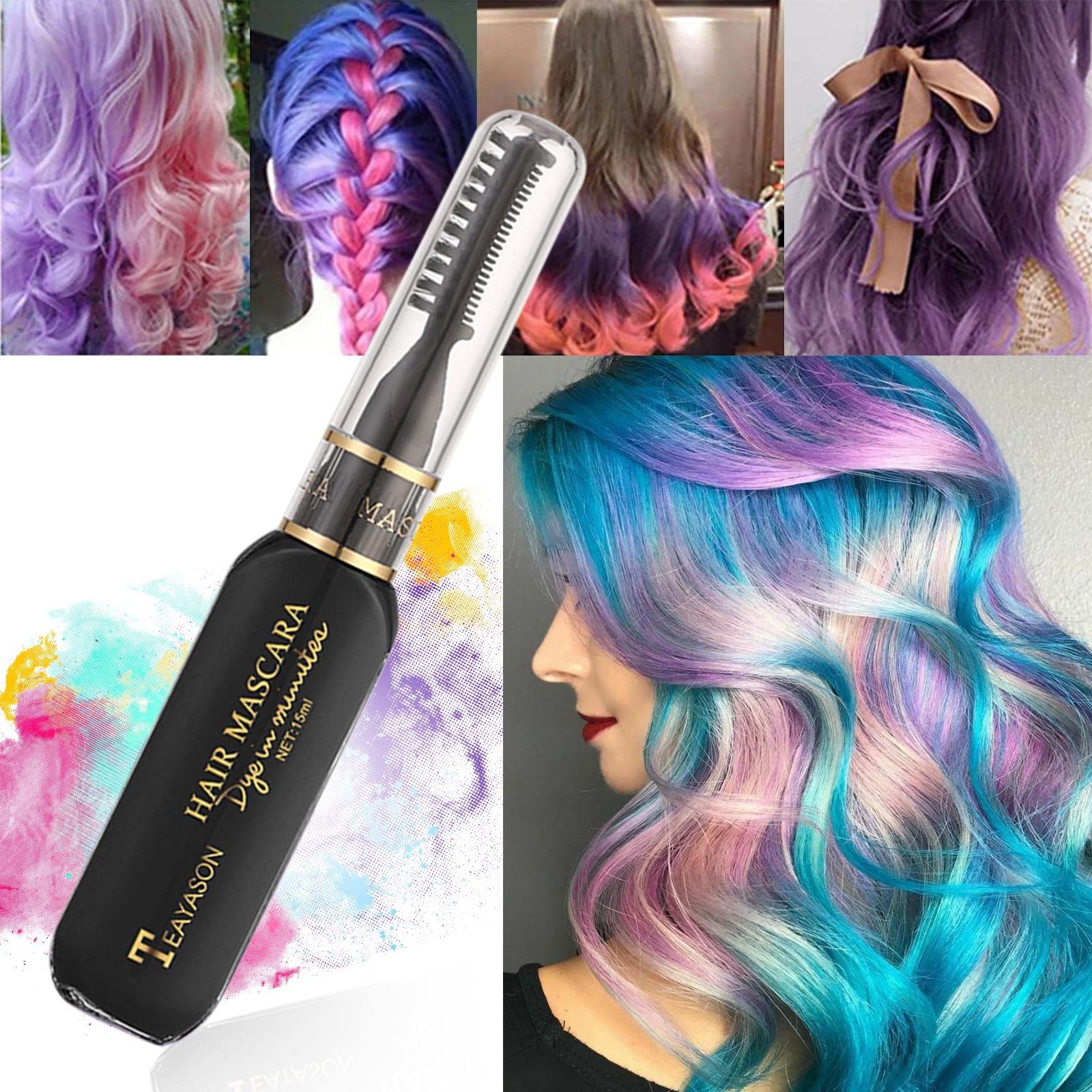 Washable Temporary Hair Dye Chalk Comb - Instant Hair Color Highlights for Women | Disposable & Non-Damaging | Perfect for Parties, Halloween & Cosplay