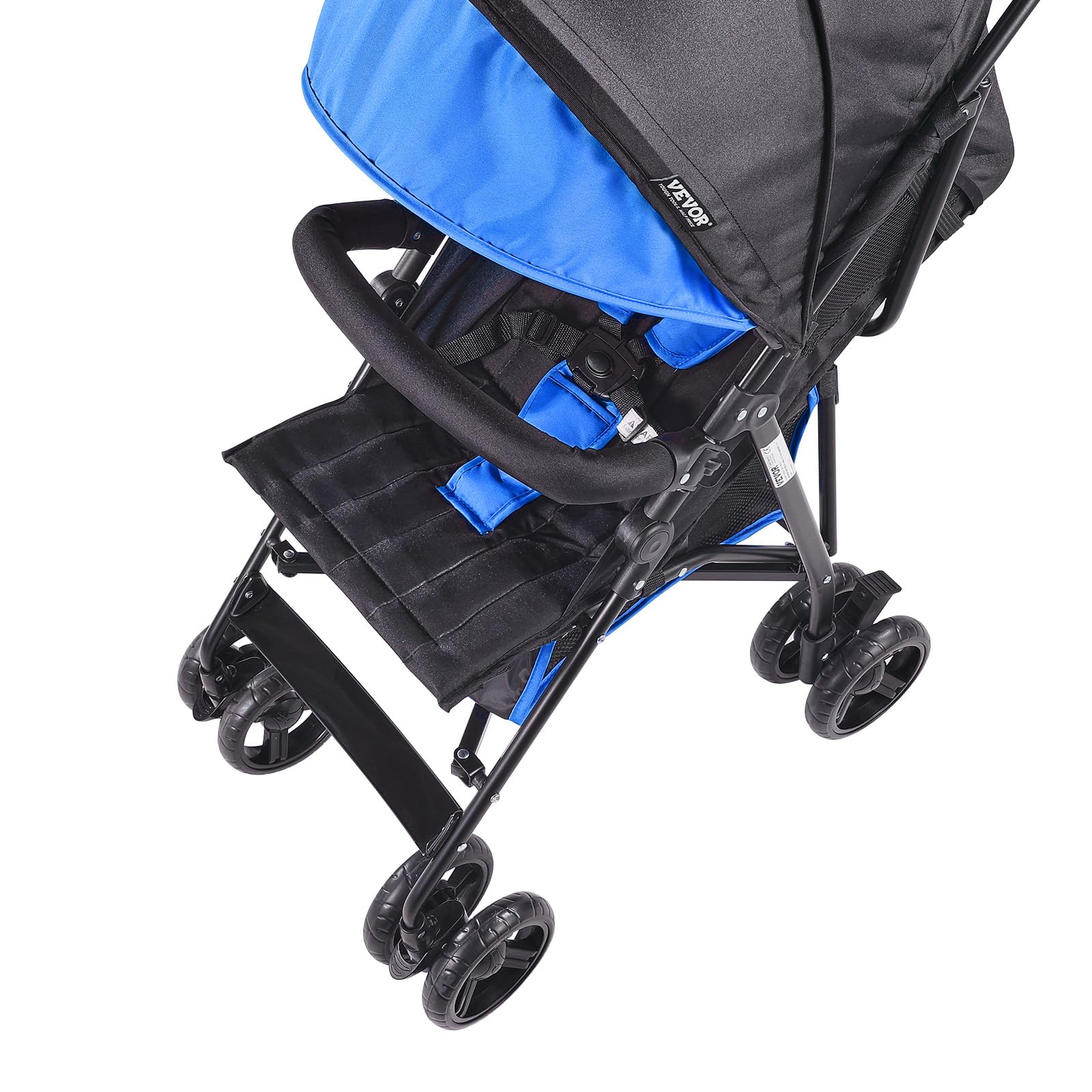 VEVOR Lightweight Baby Stroller - Compact Foldable Design with Multi-Position Recline, Adjustable Canopy & Backrest, Carbon Steel Frame, Large Storage Basket | Perfect for Travel, Shopping & Daily Walks (Black/Blue)