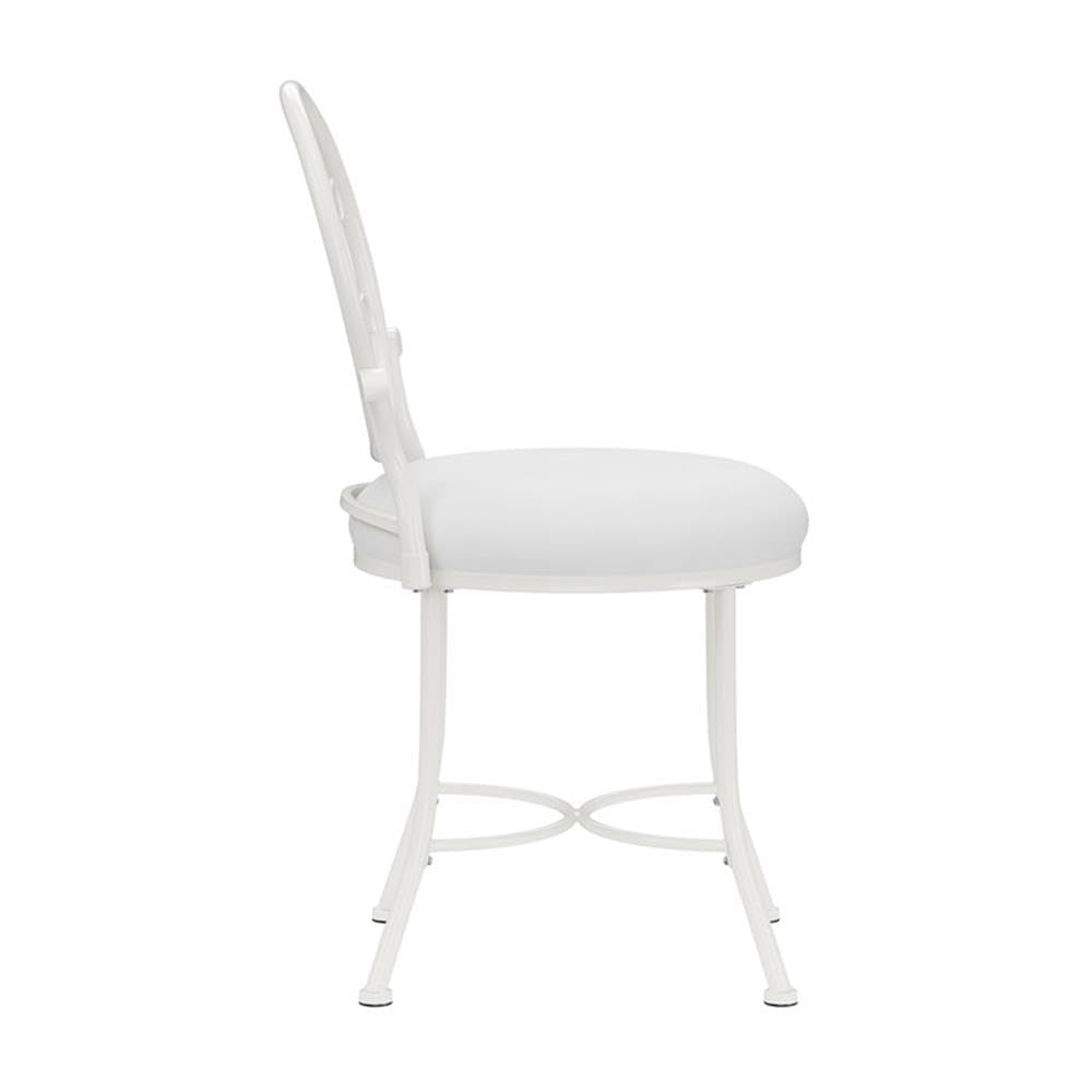 Hillsdale O'Malley White Metal Vanity Stool for Makeup Room, Bathroom & Dressing Table - Perfect for Sitting While Applying Makeup or Getting Ready