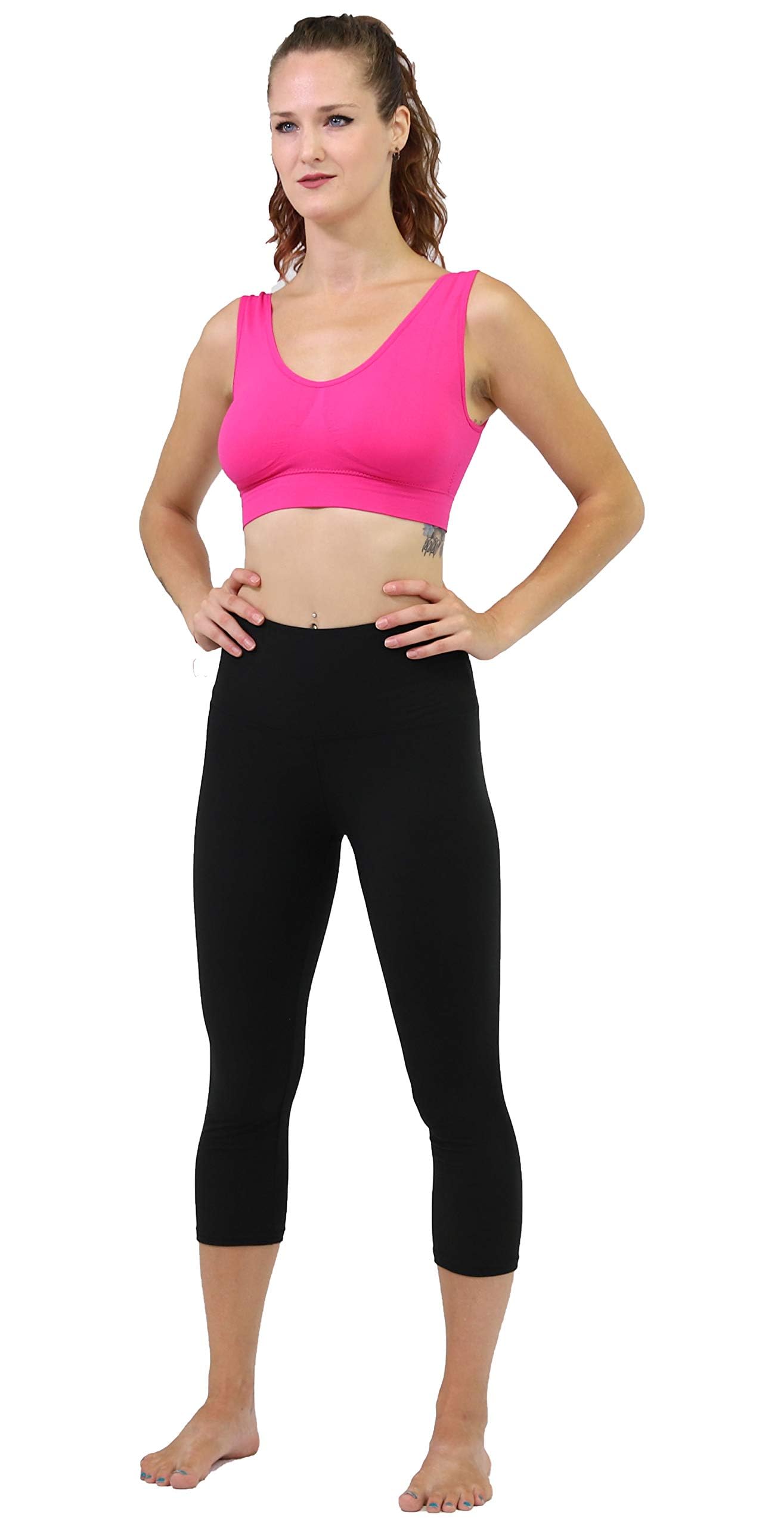 COMFY FOREVER Women's High Waist Tummy Control Leggings - 5' Ankle Length & Capri Pants (Black, XXL) for Yoga, Workout & Everyday Comfort