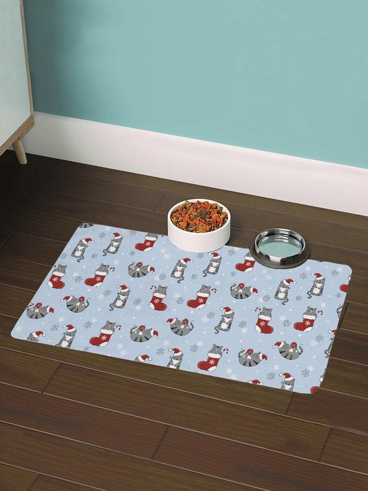Christmas Cat Socks & White Rectangle Pet Mat - Cozy Holiday Gifts for Cat Lovers & Home Decor