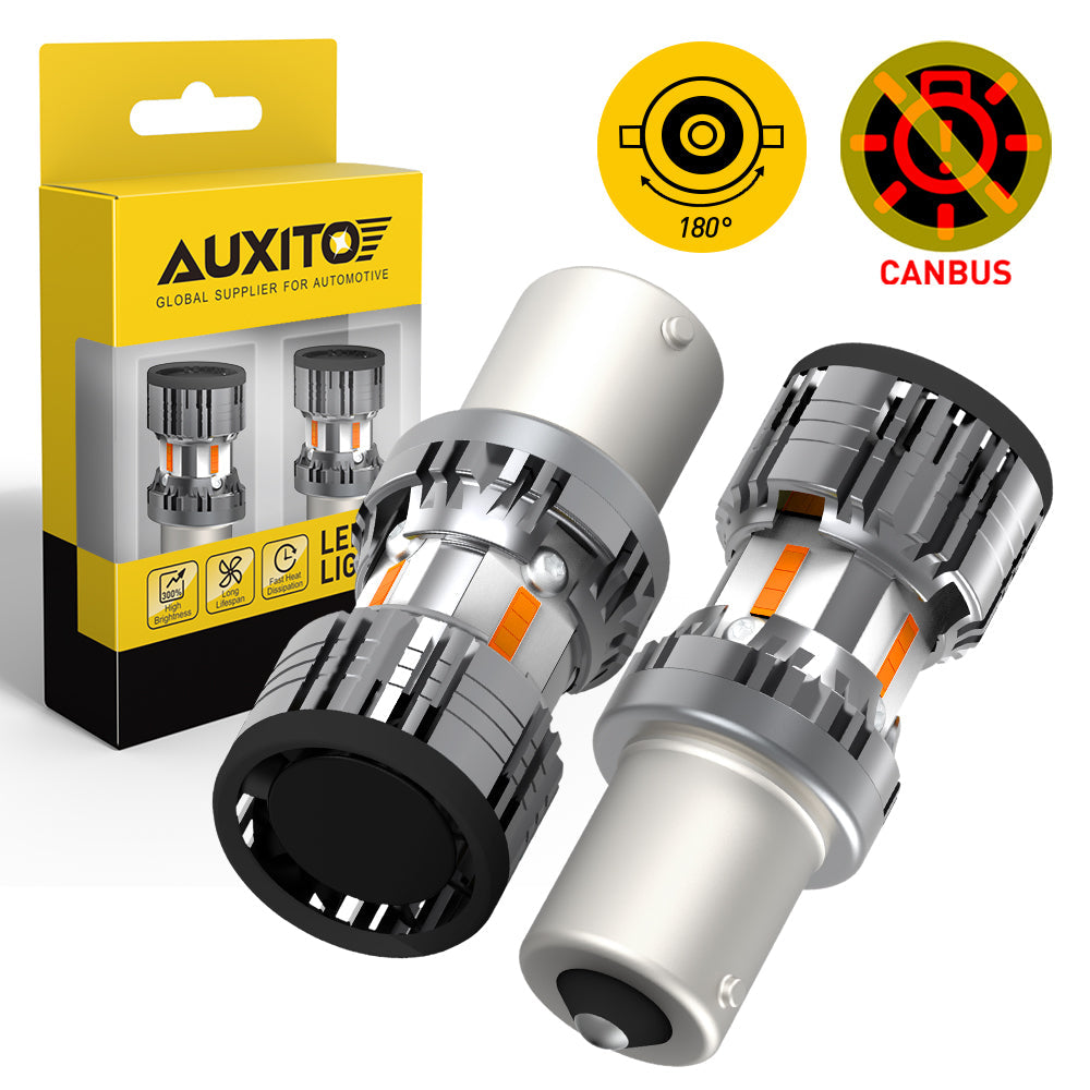 1156 7506 P21W BA15S LED Turn Signal Light Bulbs - CANBUS Error Free with Built-in Load Resistor - Amber Yellow - Perfect for Cars, Trucks, Motorcycles & Trailers
