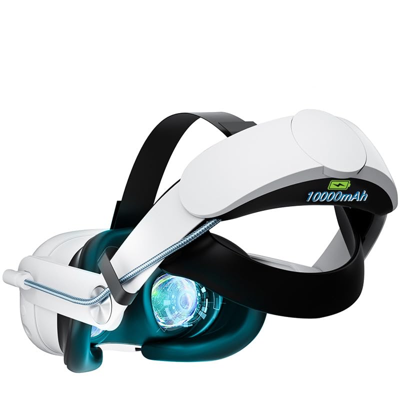 Meta Quest 3 VR Head Strap Replacement - 10000mAh Built-in Battery, Adjustable Elite Strap Kit for Weight & Stress Reduction - Comfortable VR Accessories for Gaming, Fitness & Virtual Meetings