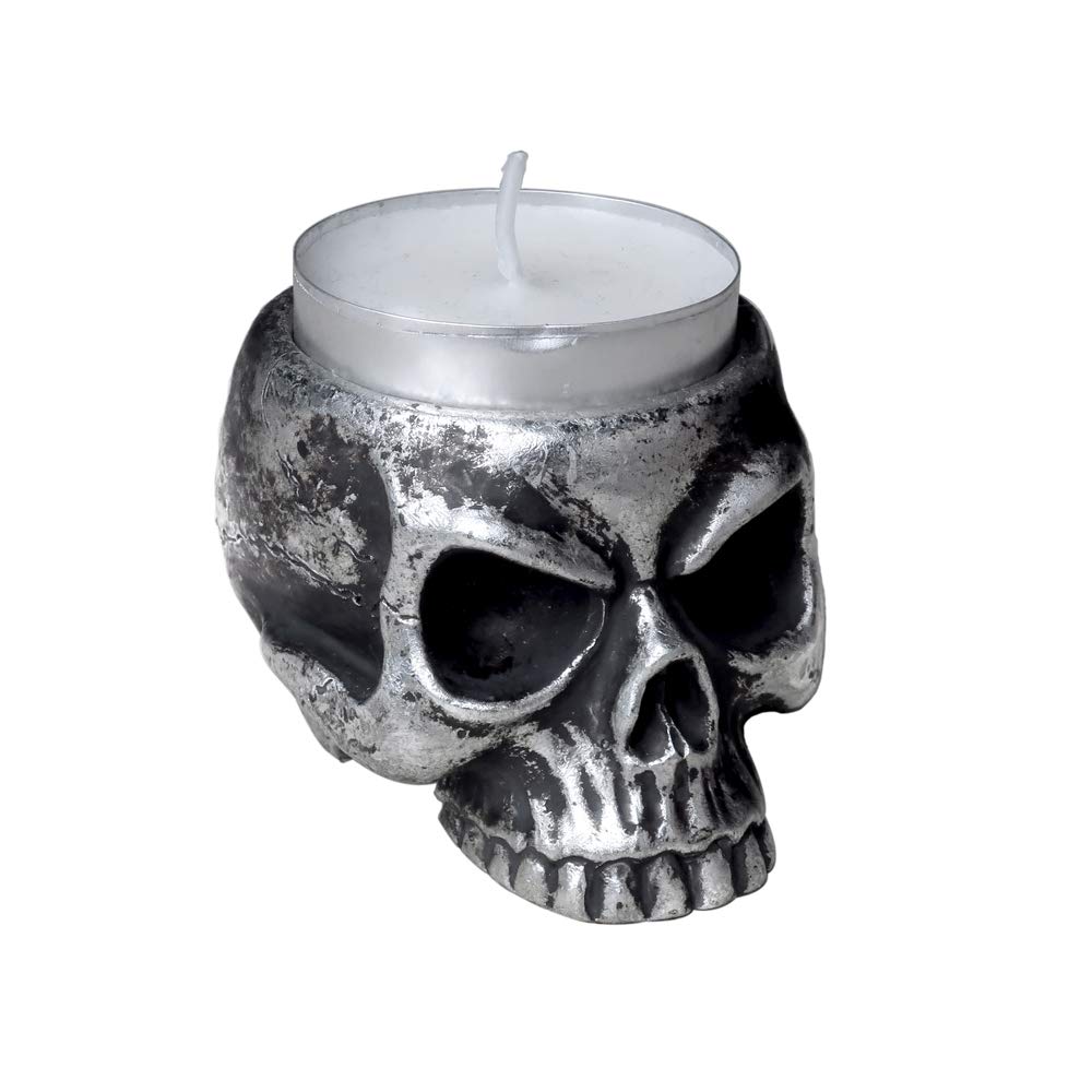 Skull Tea Light Holder - Gothic Candle Holder for Halloween & Home Decor - Perfect for Parties, Weddings, and Spooky Ambiance