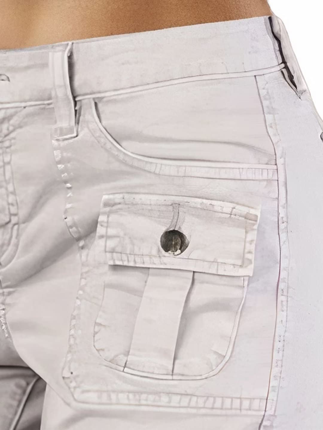 Flamingals Women's Cargo Shorts - Mid Waist Stretch Hiking Shorts with Pockets | Trendy Summer Outdoor Shorts for Hiking, Camping & Travel