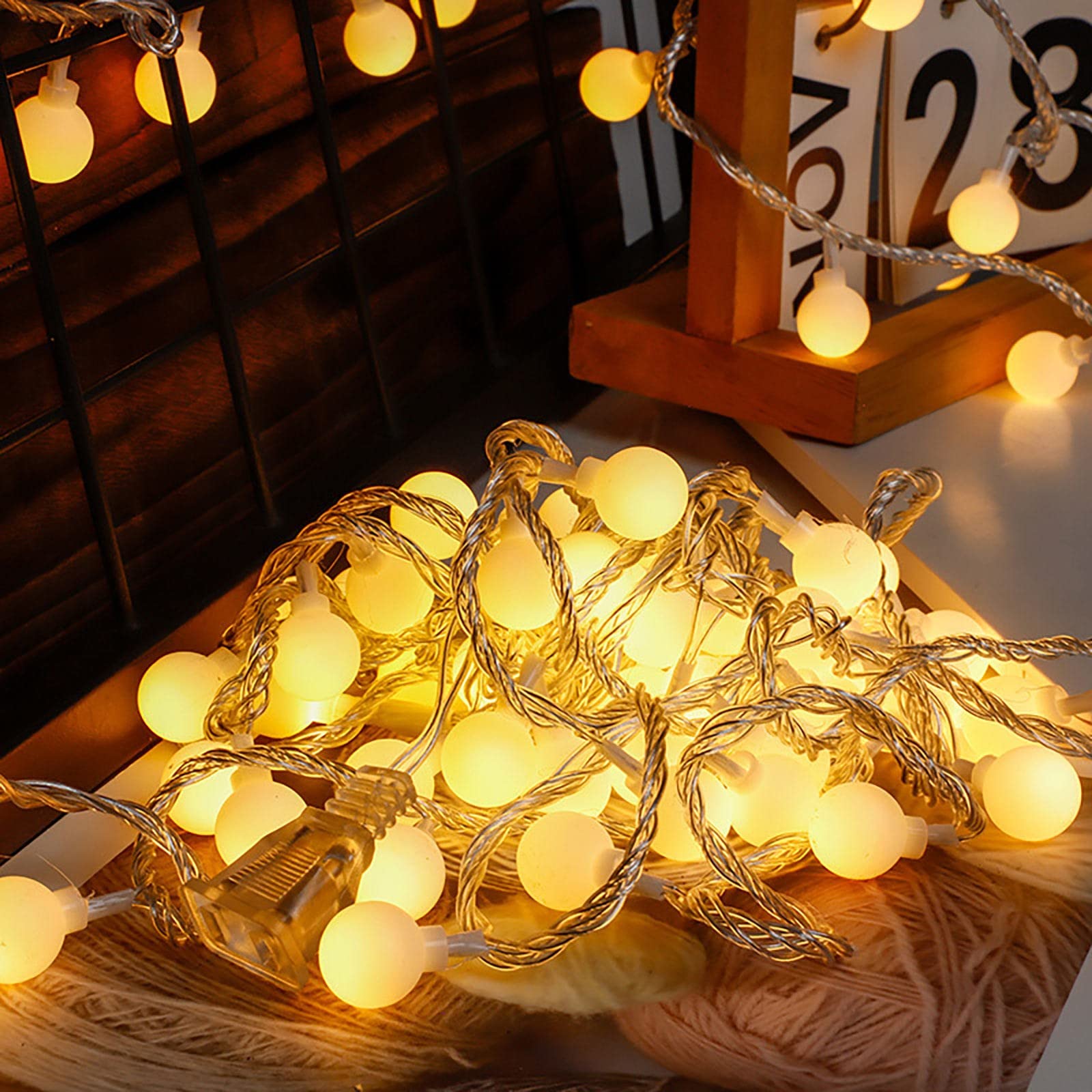 100 PCS Warm White LED Globe String Lights - Indoor/Outdoor Christmas Fairy Lights for Bedroom, Wall & Garden Decor - Plug-in Waterproof Lighting for Parties, Weddings & Holiday Decorations