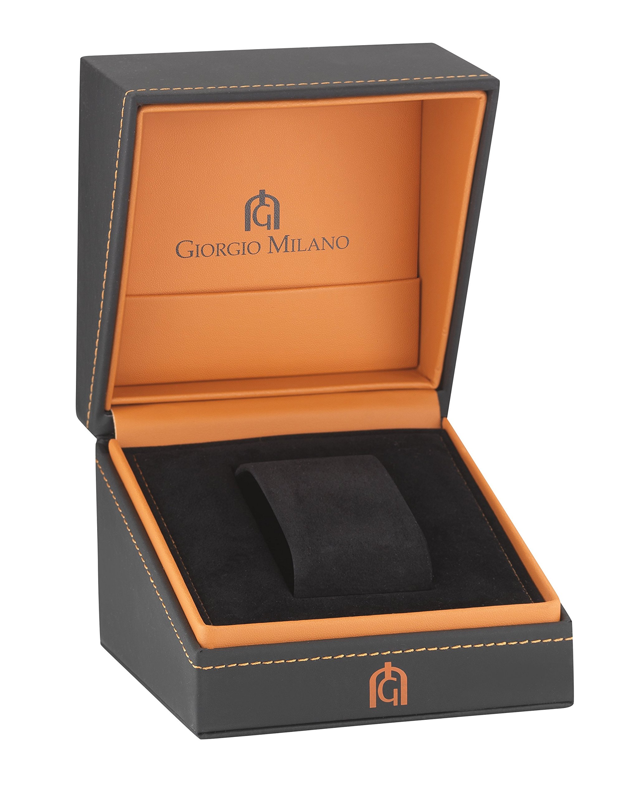 Giorgio Milano Men's Automatic Self-Winding Skeleton Watch - Stainless Steel Case with See-Through Glass Back & Bracelet with Push-Button Clasp - Perfect for Business, Formal Events & Luxury Gift Giving
