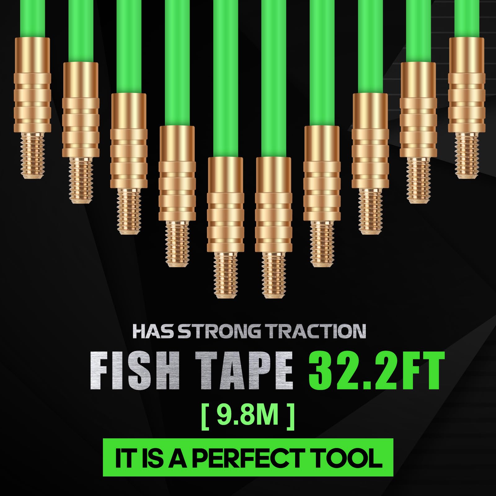 32.2FT Fiberglass Wire Pulling Kit with 6 Attachments - for Electrical Wiring & Fish Tape Installation