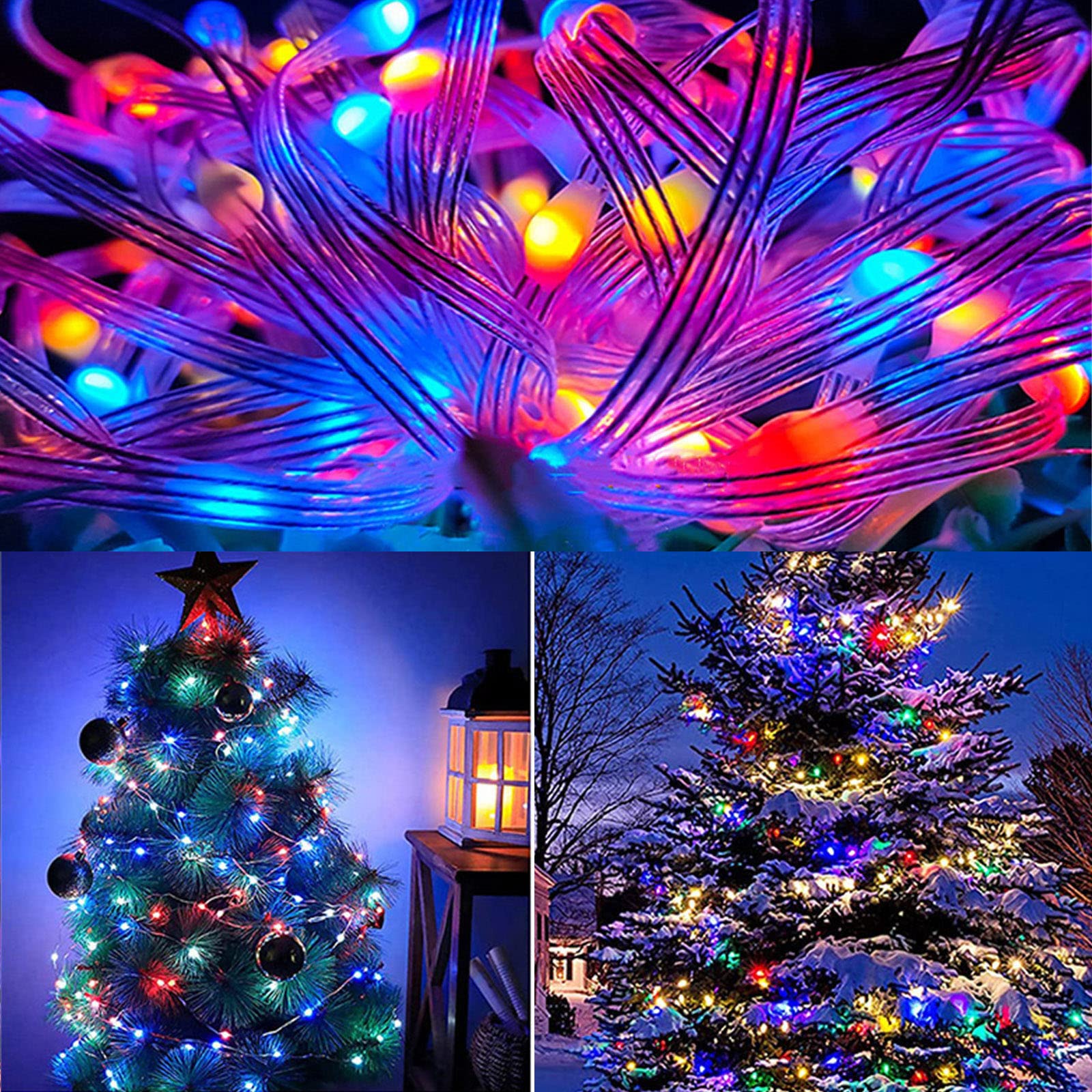 50/100 Bluetooth LED Strip Lights - RGB Music Sync Color Changing Smart LED Lights with App & Remote Control for Christmas Tree, Home, Party Decor - Indoor & Outdoor Use