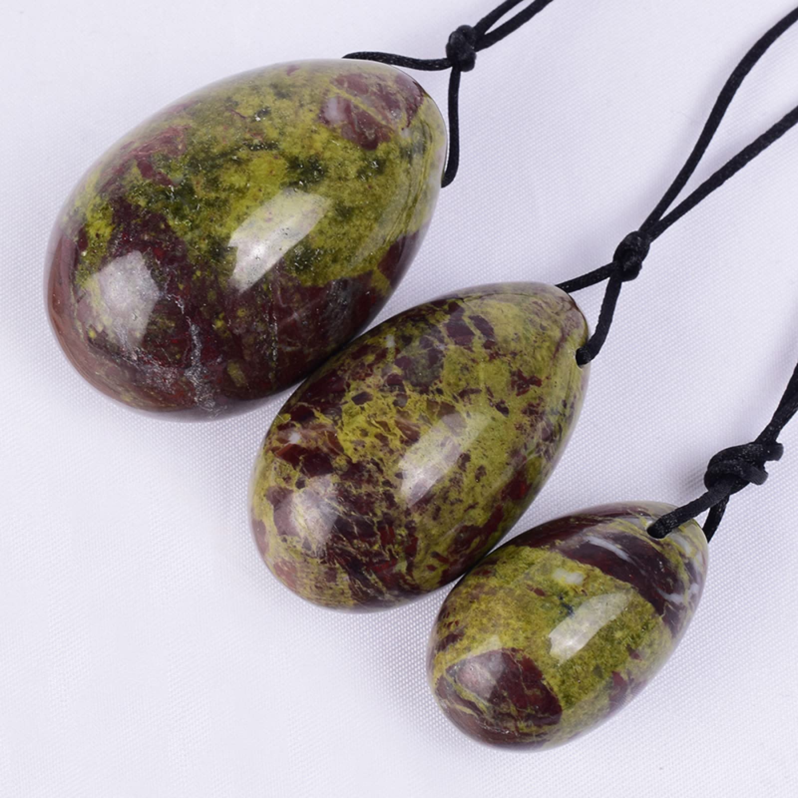 3Pcs/Set 100% Natural Jade Yoni Egg Kegel Exercise Set with 3 Eggs for Women's Pelvic Floor Strength & Intimate Wellness - Perfect for Yoga, Meditation & Vaginal Rejuvenation