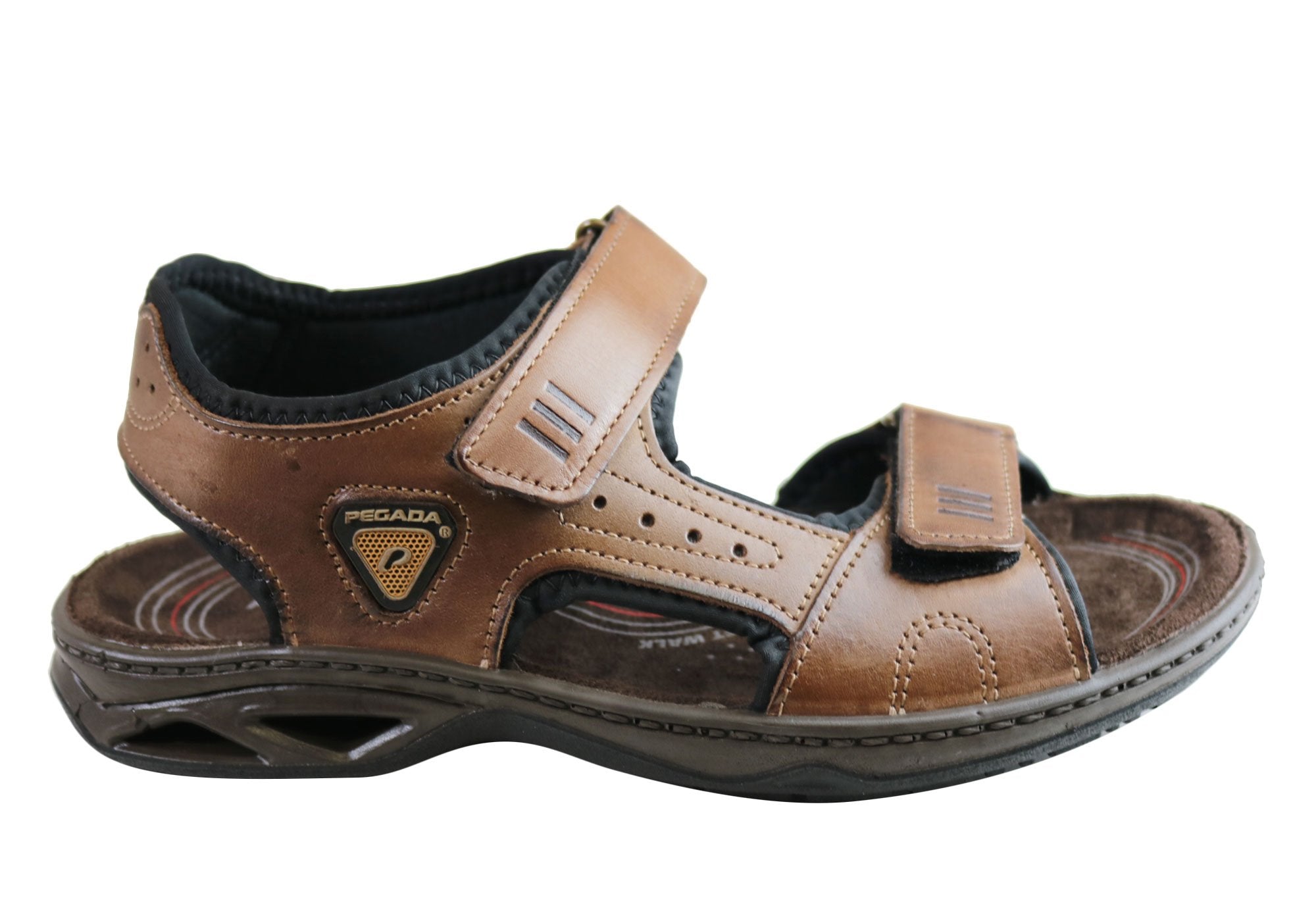 **Men's Comfortable Leather Sandals with Cushioning - Pegada Thompson - Made in Brazil - Perfect for Beach, Travel & Casual Wear**