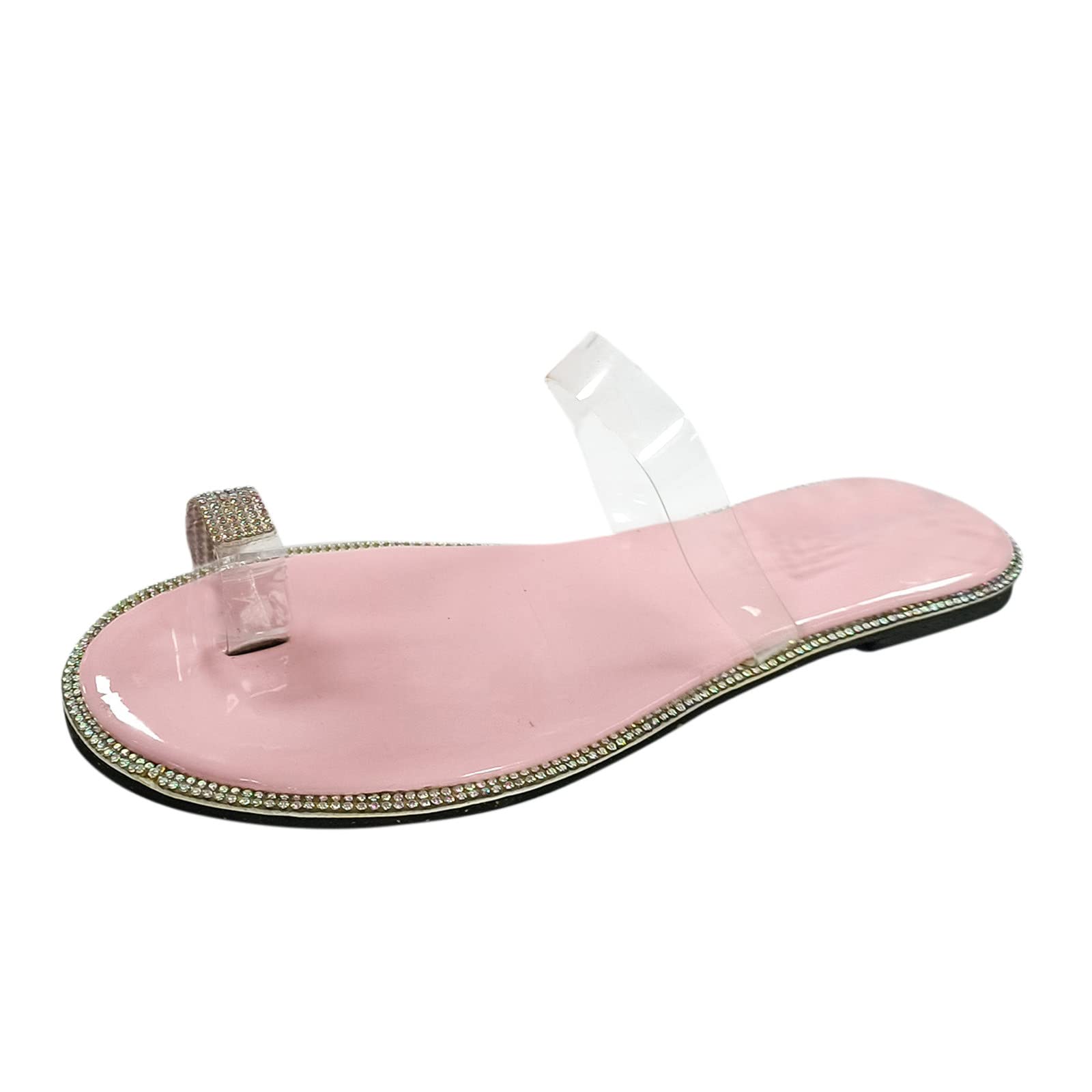 Women's Crystal Buckle Flat Sandals - Retro Fashion Summer Sandals - Size 9.5 - Perfect for Beach, Vacation & Casual Outfits