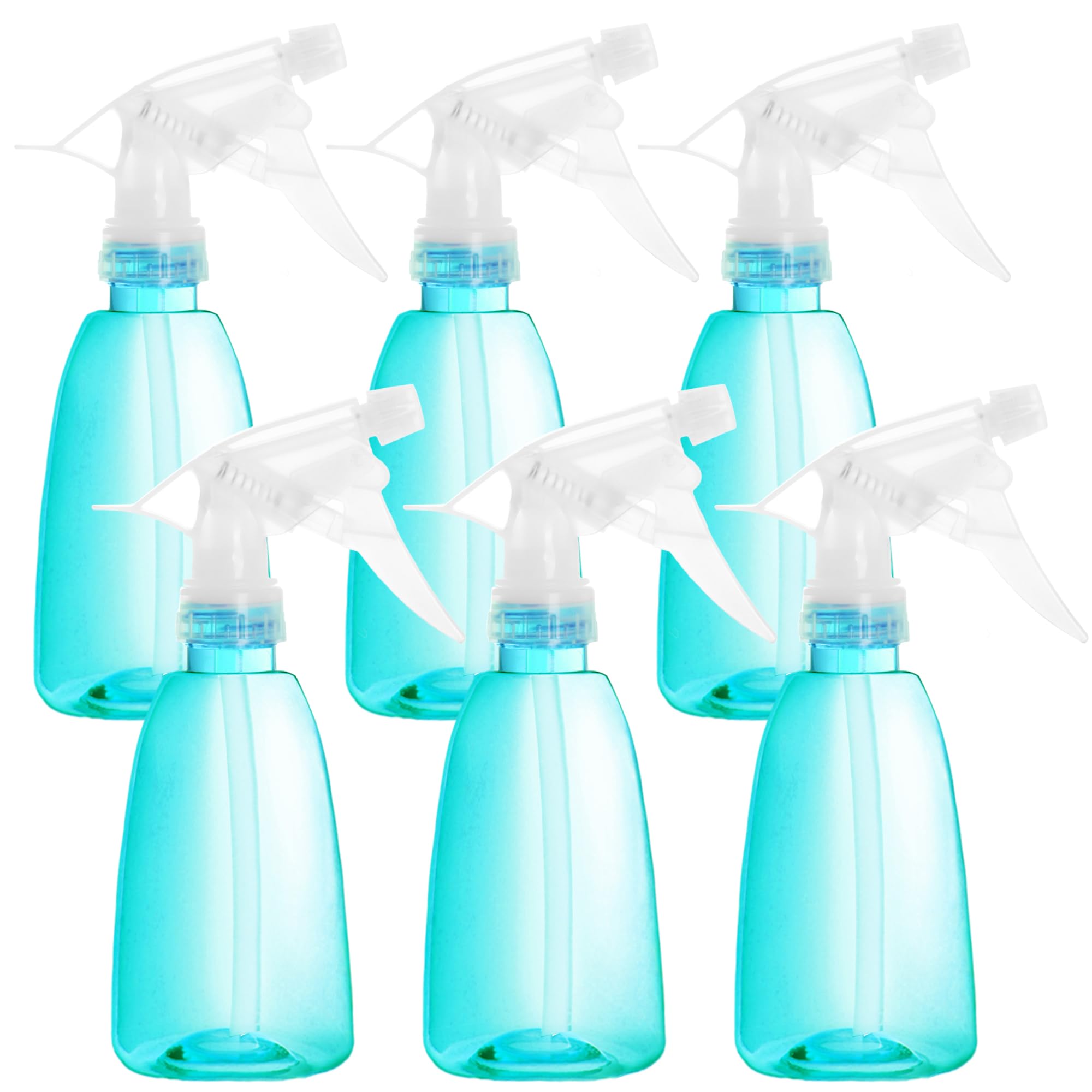 Youngever 6 Pack 12oz Empty Plastic Spray Bottles for Hair, Cleaning, Gardening, and DIY Solutions - Leak Proof Fine Mist Sprayer - Refillable & Reusable (Teal) - Perfect for Salon, Home Cleaning, and Plant Care