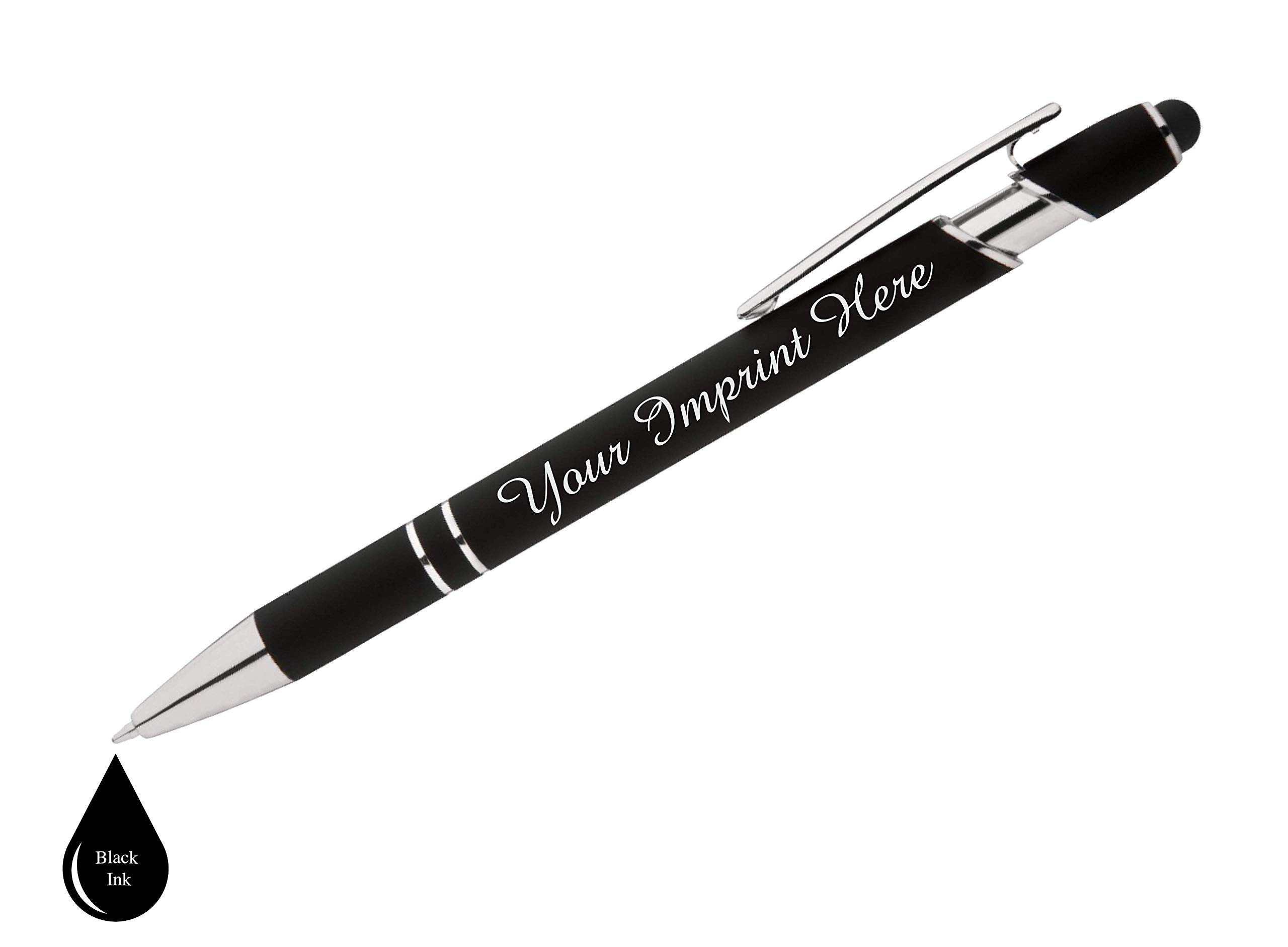 ExpressDesigns™ Personalized Pens Gift Set with Journal - 2 Pack Soft Touch Metal Pens & Notebook - Custom Engraved with Name or Message (Black) - Perfect for Corporate Gifts, Graduation Presents & Office Supplies