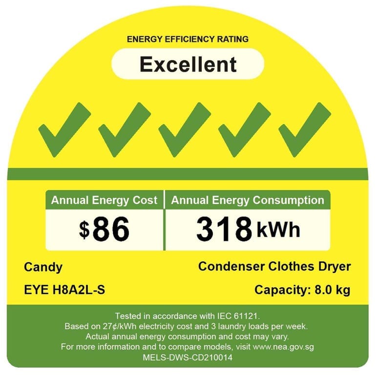 Candy EYE H8A2L S 8kg Heat Pump Dryer - Energy Efficient Laundry Solution for Small Homes & Apartments | Perfect for Space-Saving Drying Needs