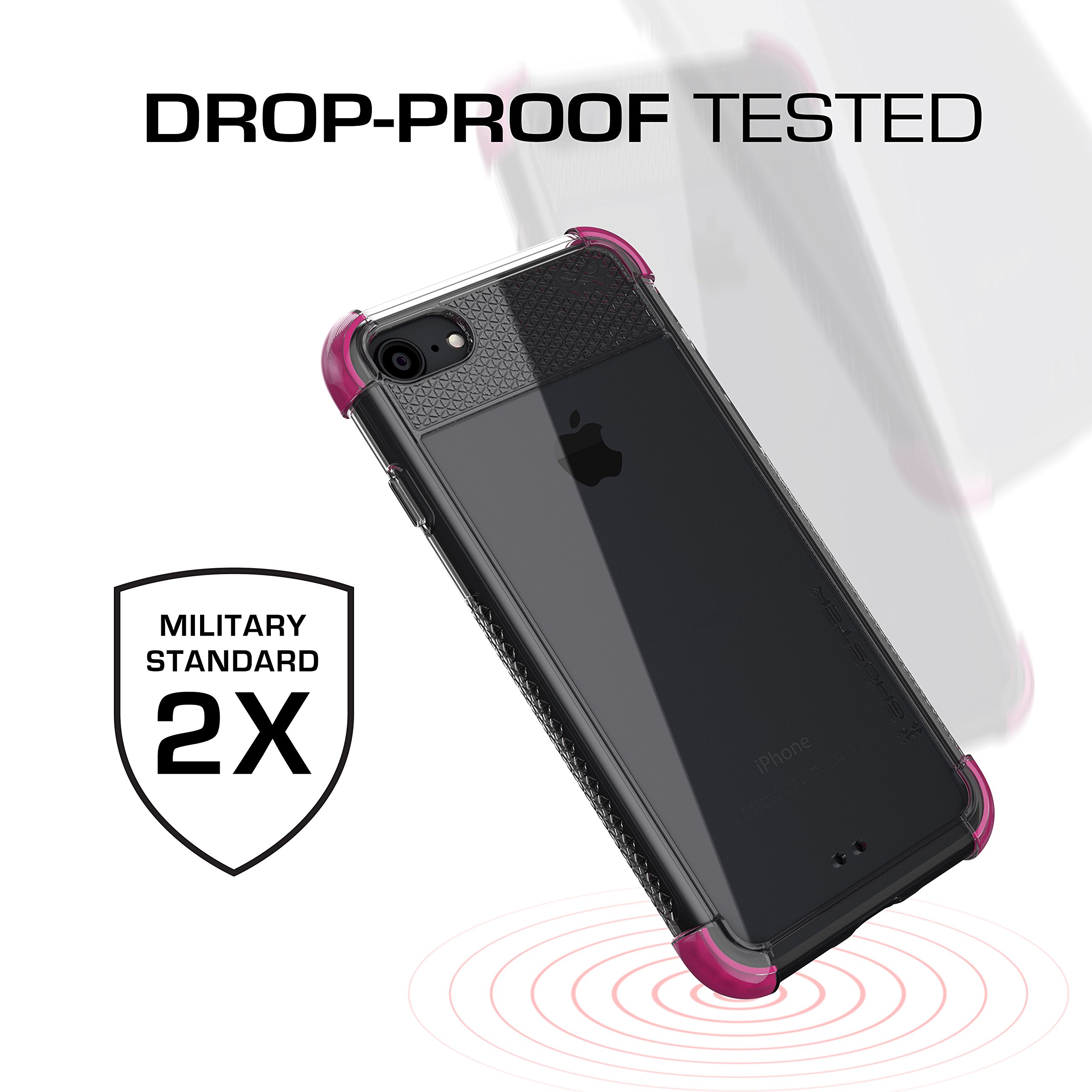 Ghostek Covert Clear Silicone Case for iPhone SE (2020) / iPhone 8 / iPhone 7 - Anti-Slip Grip & Shockproof Drop Protection - Pink Protective Phone Cover for Everyday Use & Outdoor Activities